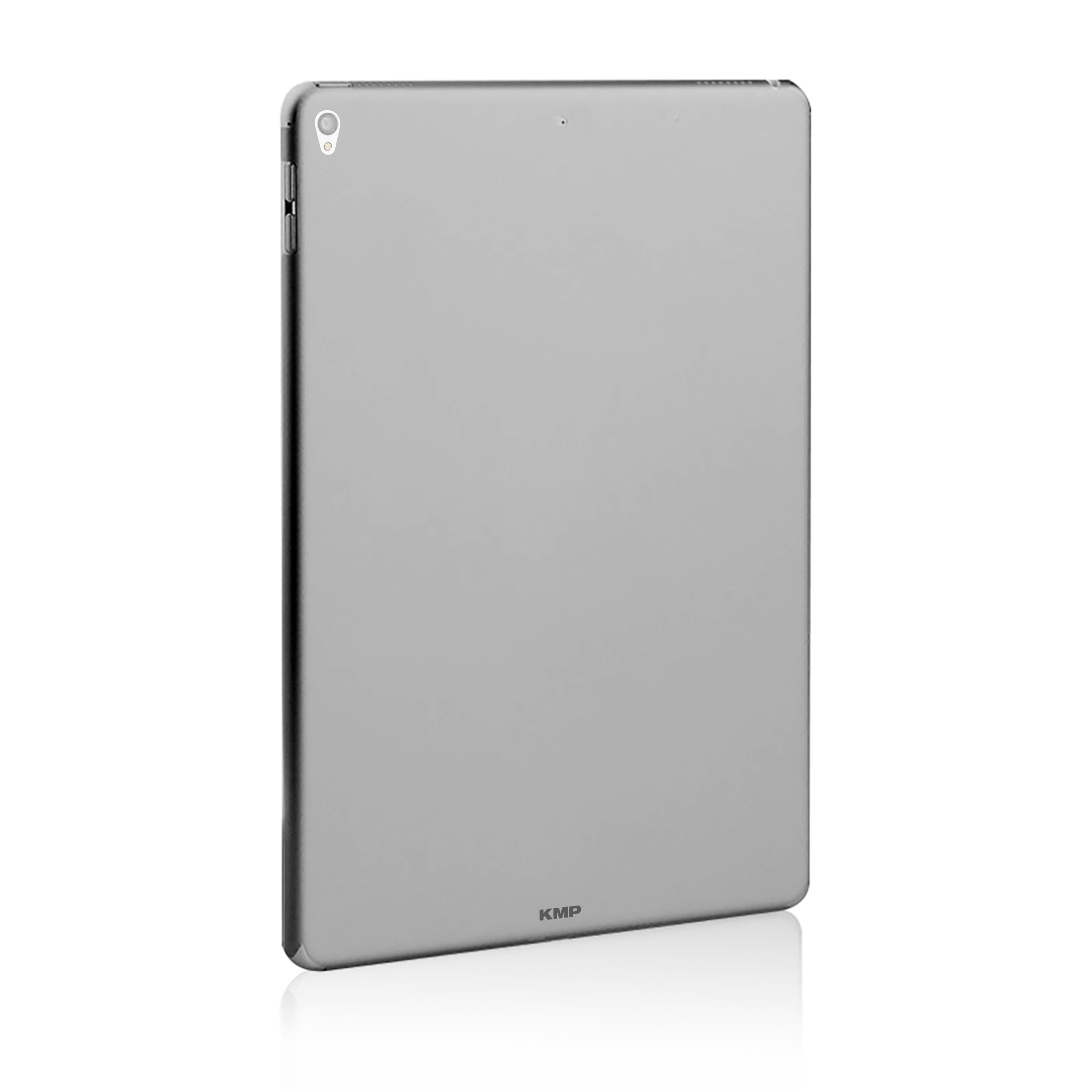 Silbernes Tablet mit KMP-Logo, schräge Ansicht.