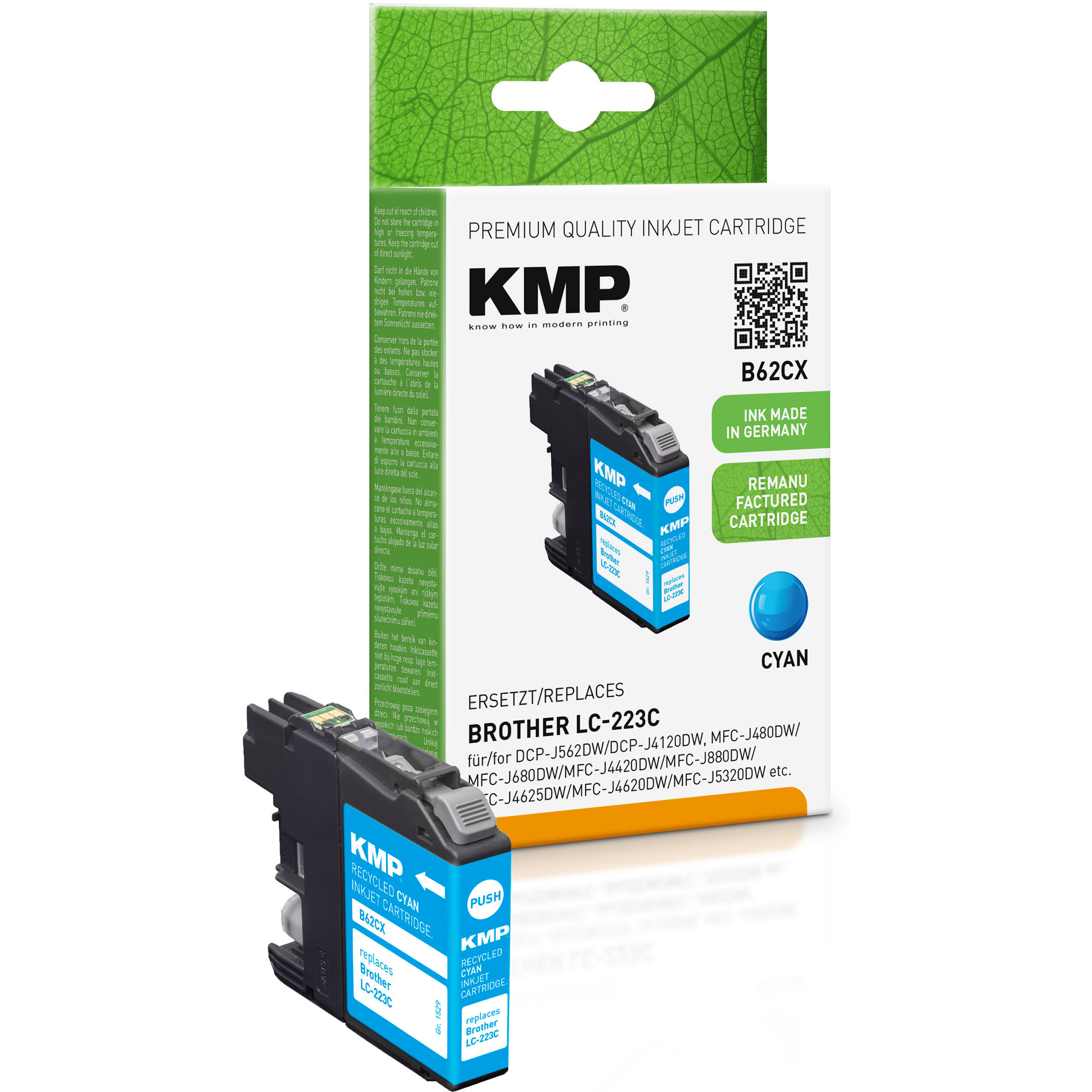 KMP Tintenpatrone für Cartridge LC223C Cyan Ink cyan (LC223C) Brother
