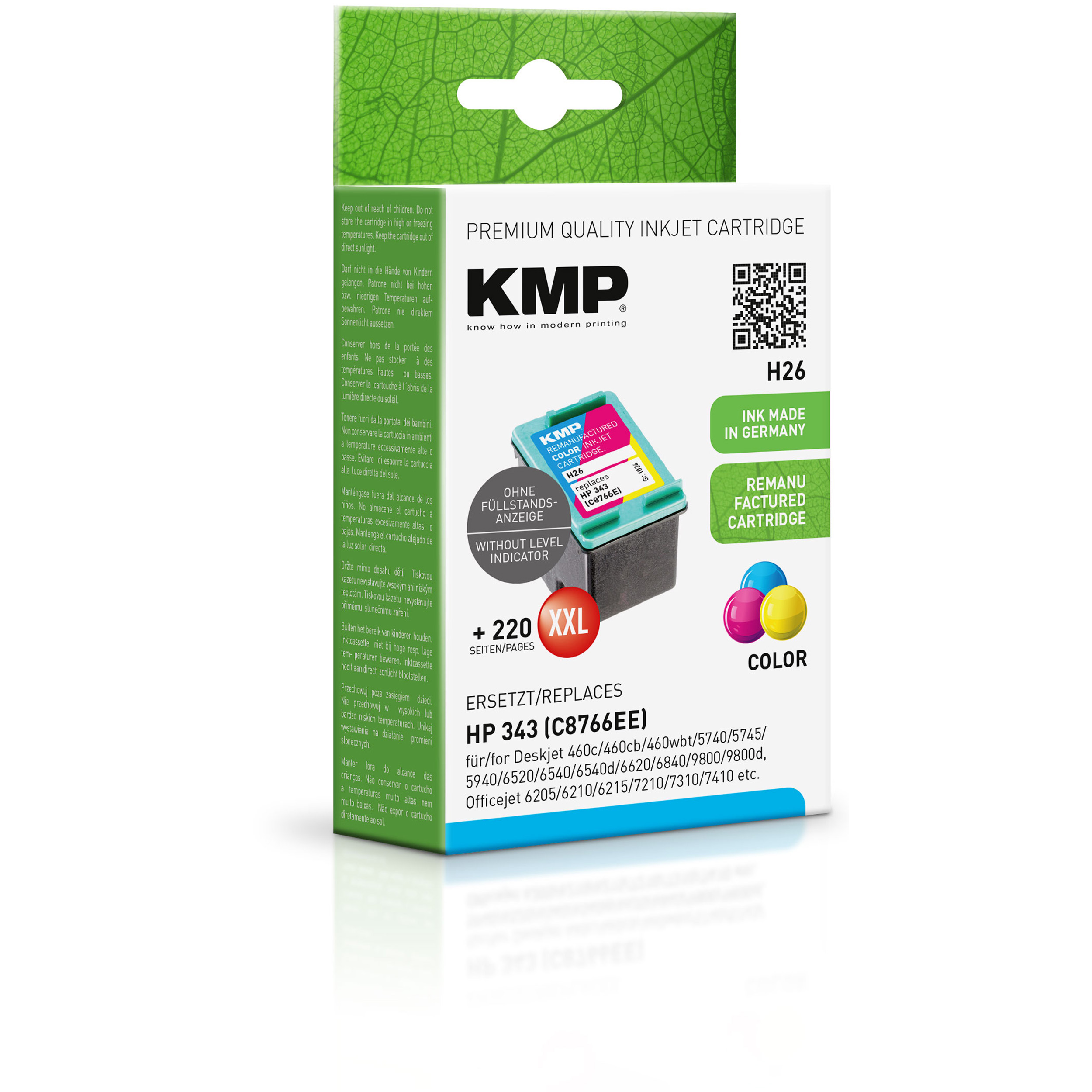 KMP Tintenpatrone für HP Ink (C8766EE) C,M,Y 3-farbig (C8766EE) 3-farbig Cartridge 343