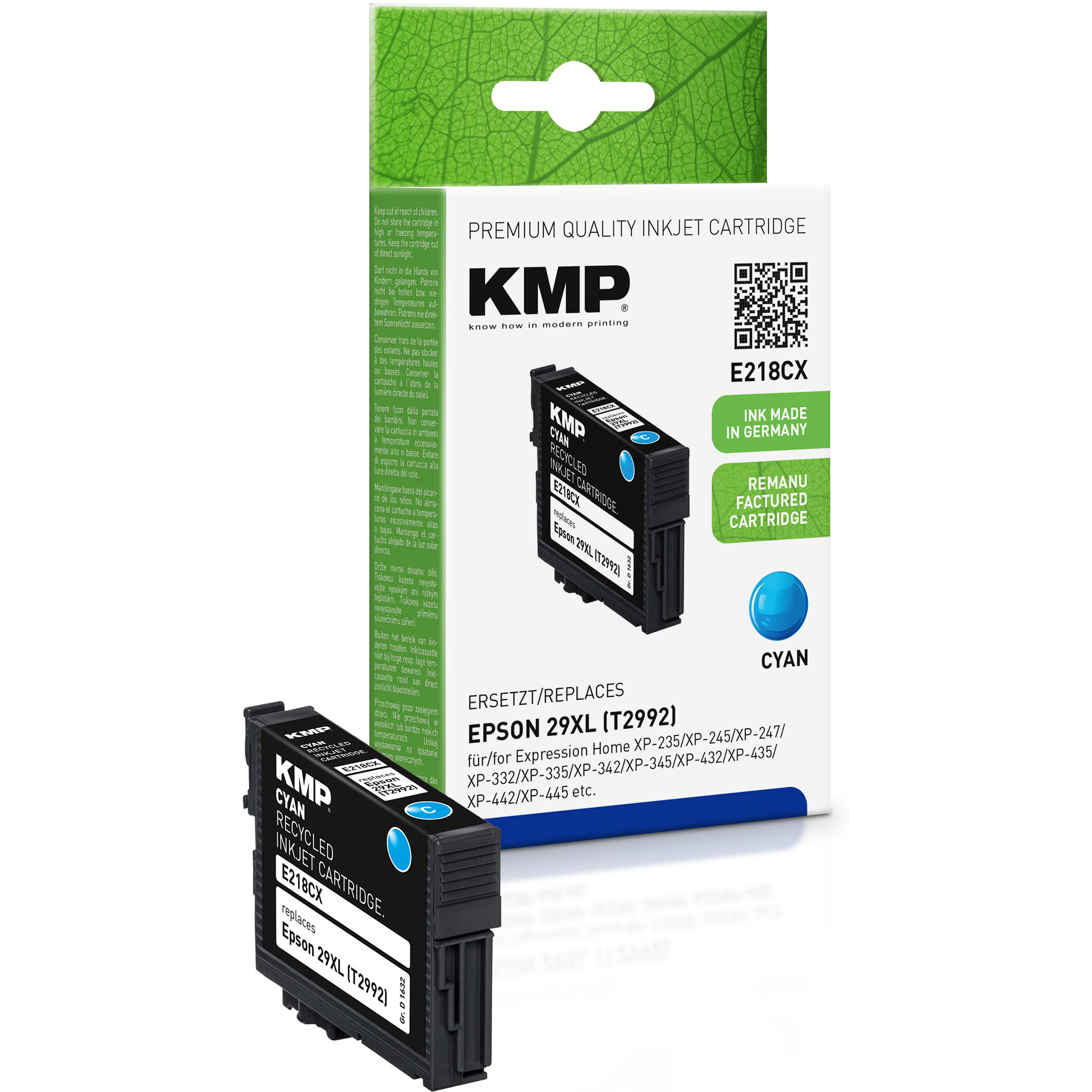 KMP Tintenpatrone für Epson (C13T29924010) 29XL Cartridge cyan Ink Cyan (C13T29924010)