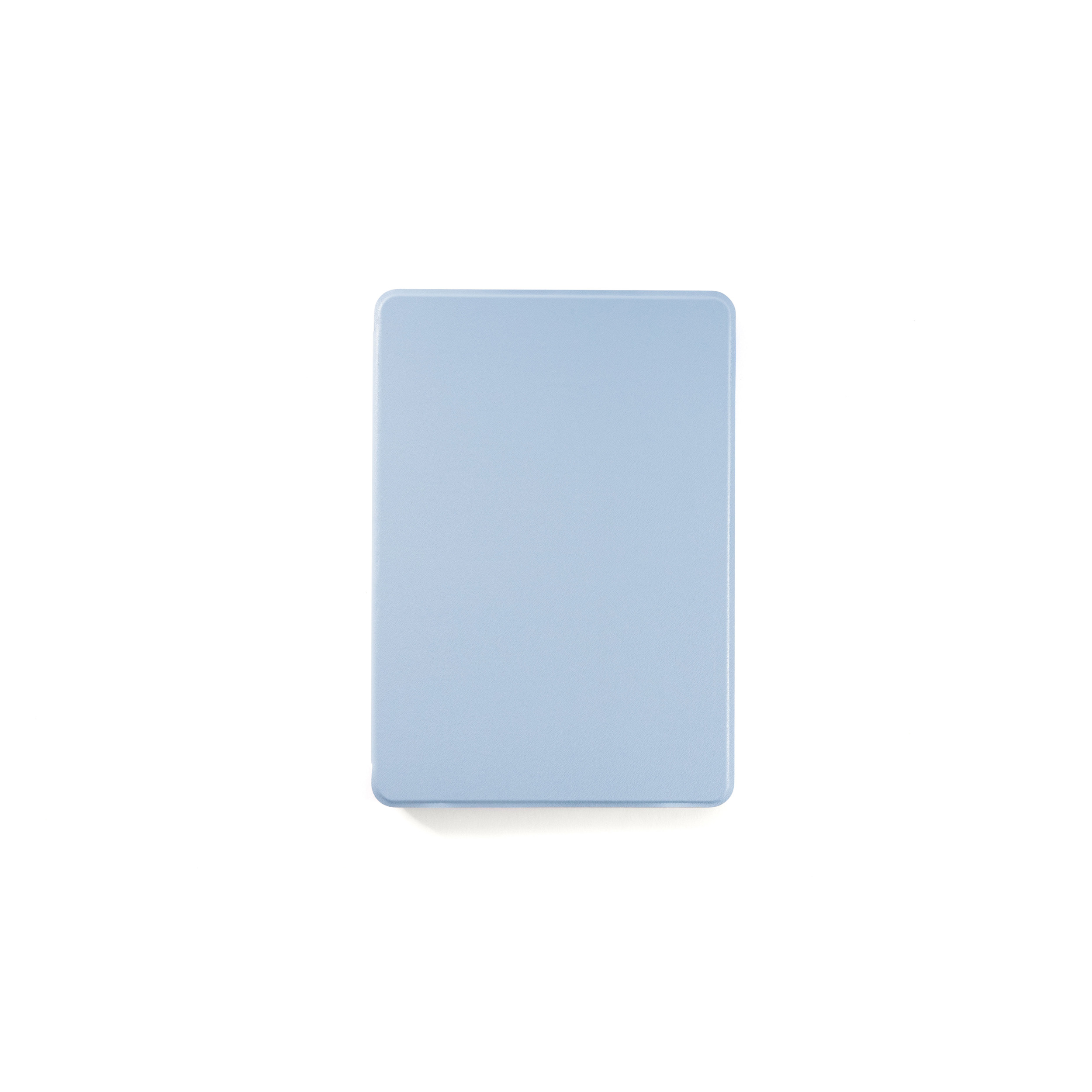 Hellblaues Tablet. Das Tablet ist rechteckig.