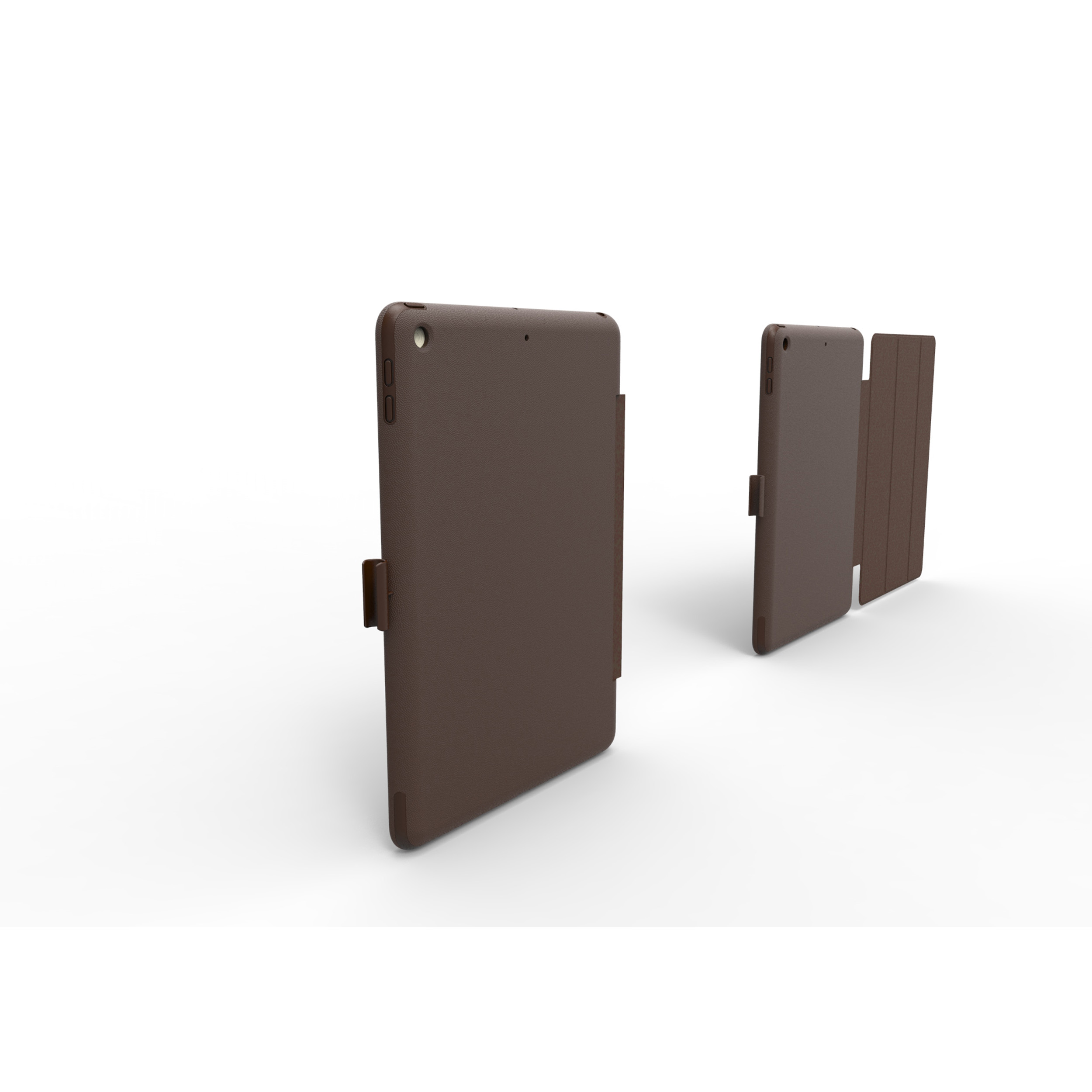 KMP Schutzhülle für iPad case Backcover Protective PC, brown Silikon, Lederoptik, 9,7 für Mirkofaser, choco mit in Material Brown Stiftfach Apple Choco biobasiertes