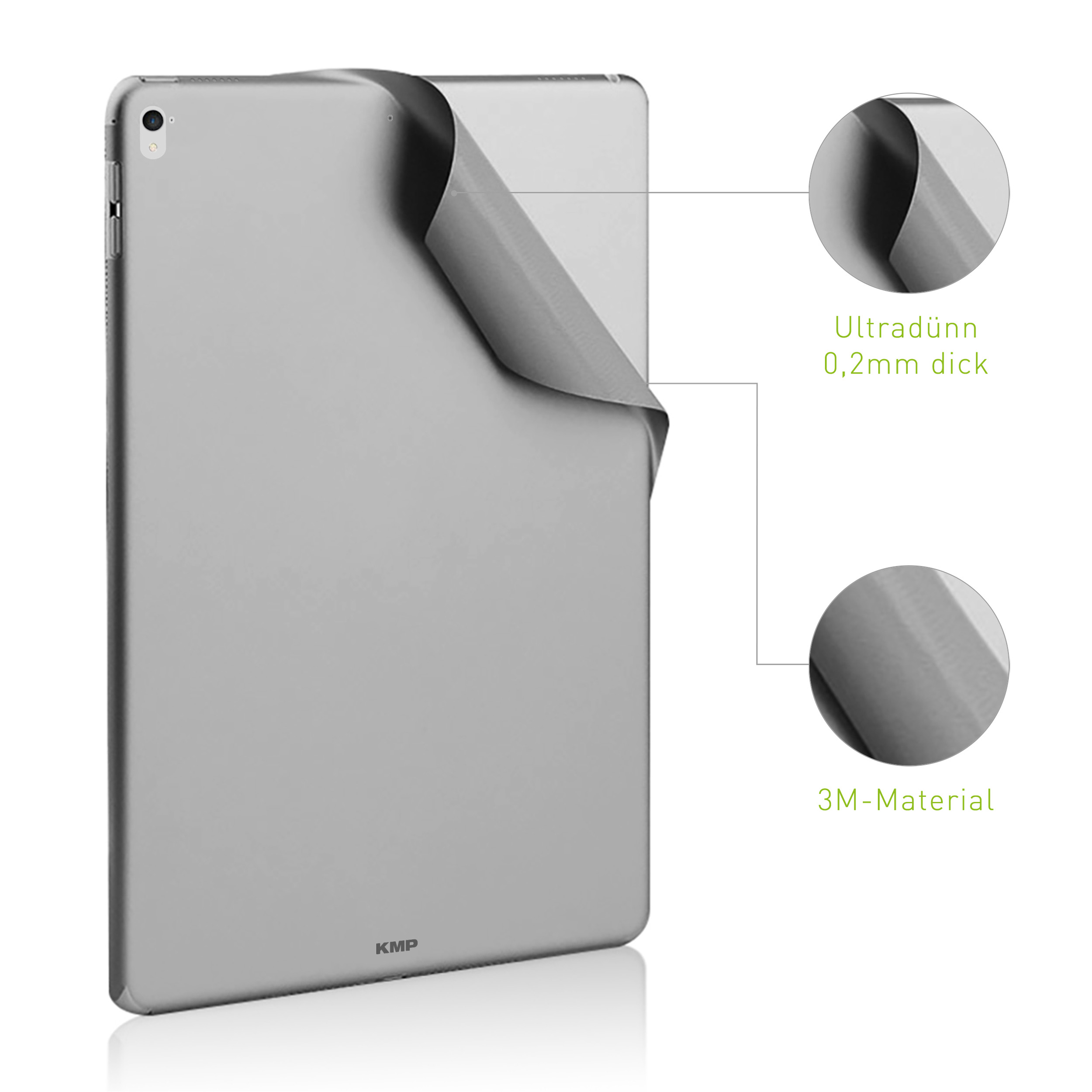 KMP Schutzfolie für iPad AntiScratchLevel, 6H 3M-Material, Protective Gray space skin für Cover \