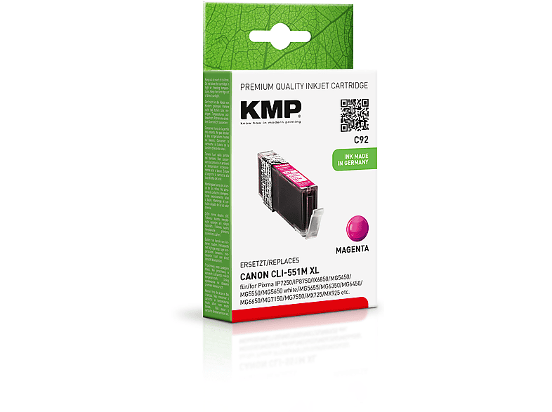 Cartridge KMP Magenta CLI551MXL Canon (6445B001) für Tintenpatrone Ink (6445B001) Magenta