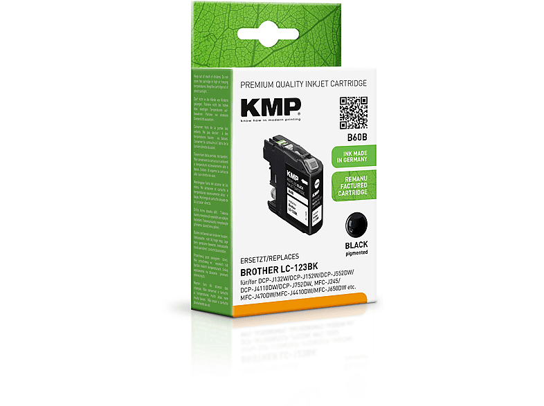 KMP Tintenpatrone für black Ink (LC123BK) Brother Cartridge LC123BK Black