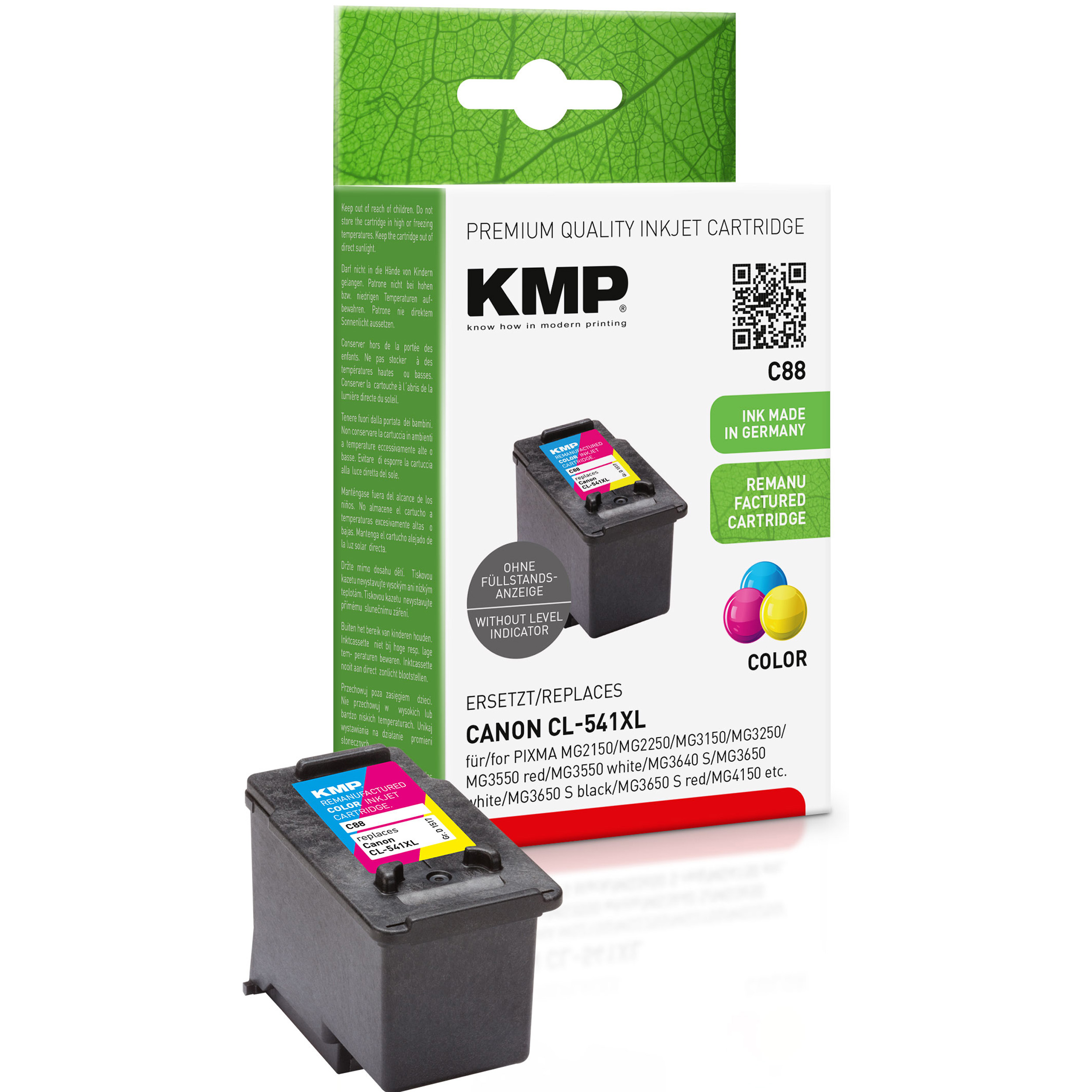 KMP Tintenpatrone für Canon 3-farbig 3-farbig (5226B005) Cartridge (5226B005) Ink C,M,Y CL541XL