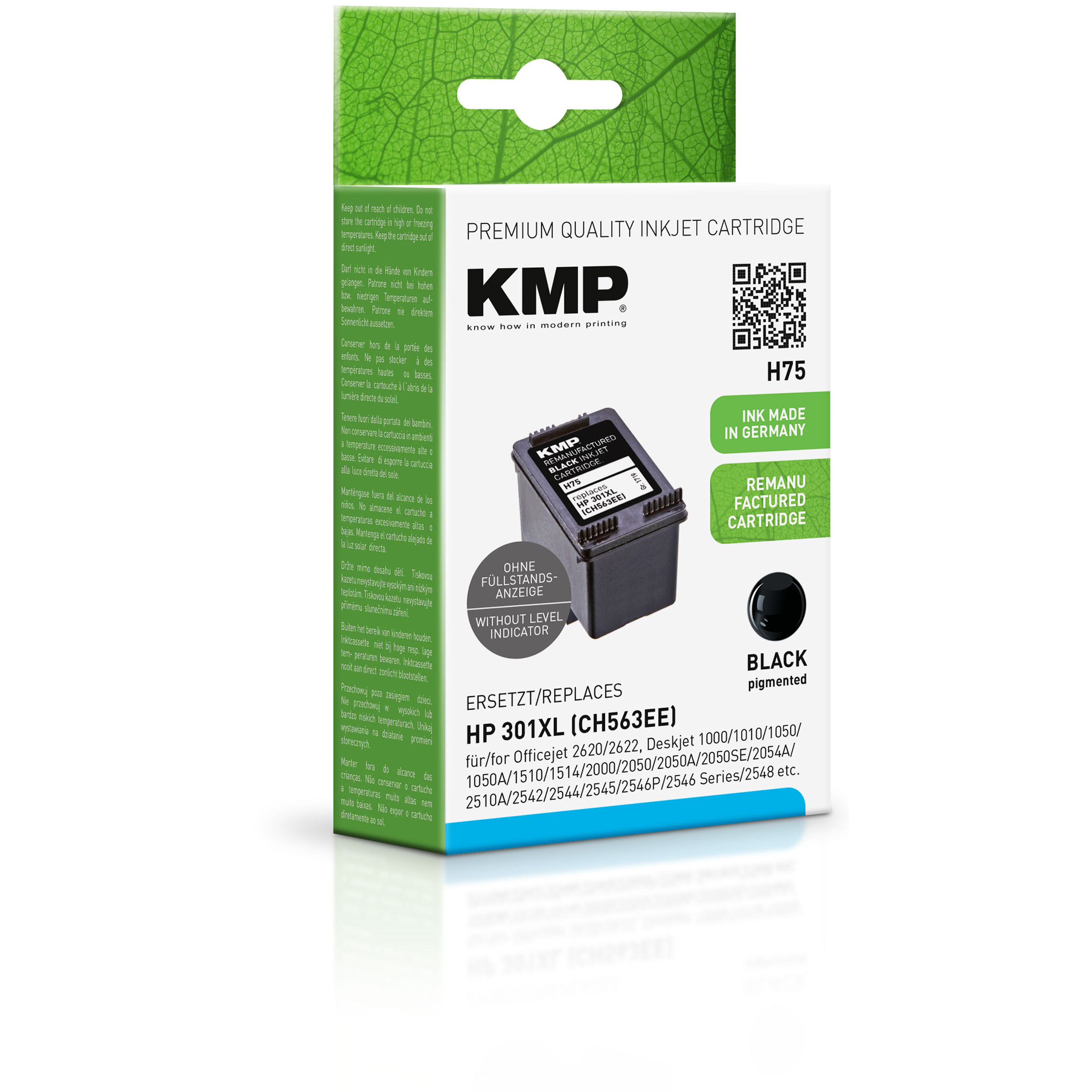 Cartridge (CH563EE) HP KMP Ink black (CH563EE) Black Tintenpatrone 301XL für