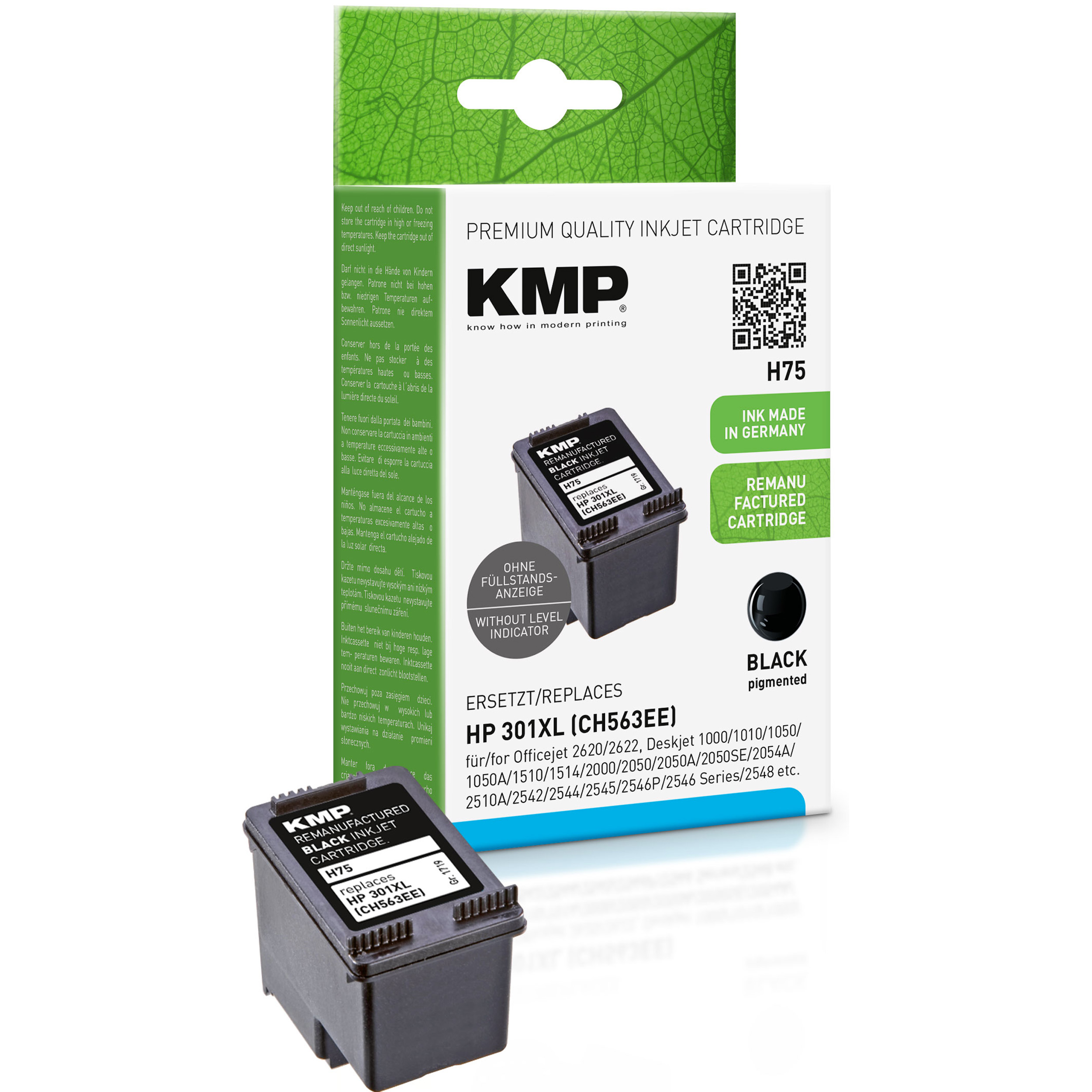 HP Cartridge Tintenpatrone für KMP Ink black 301XL (CH563EE) Black (CH563EE)