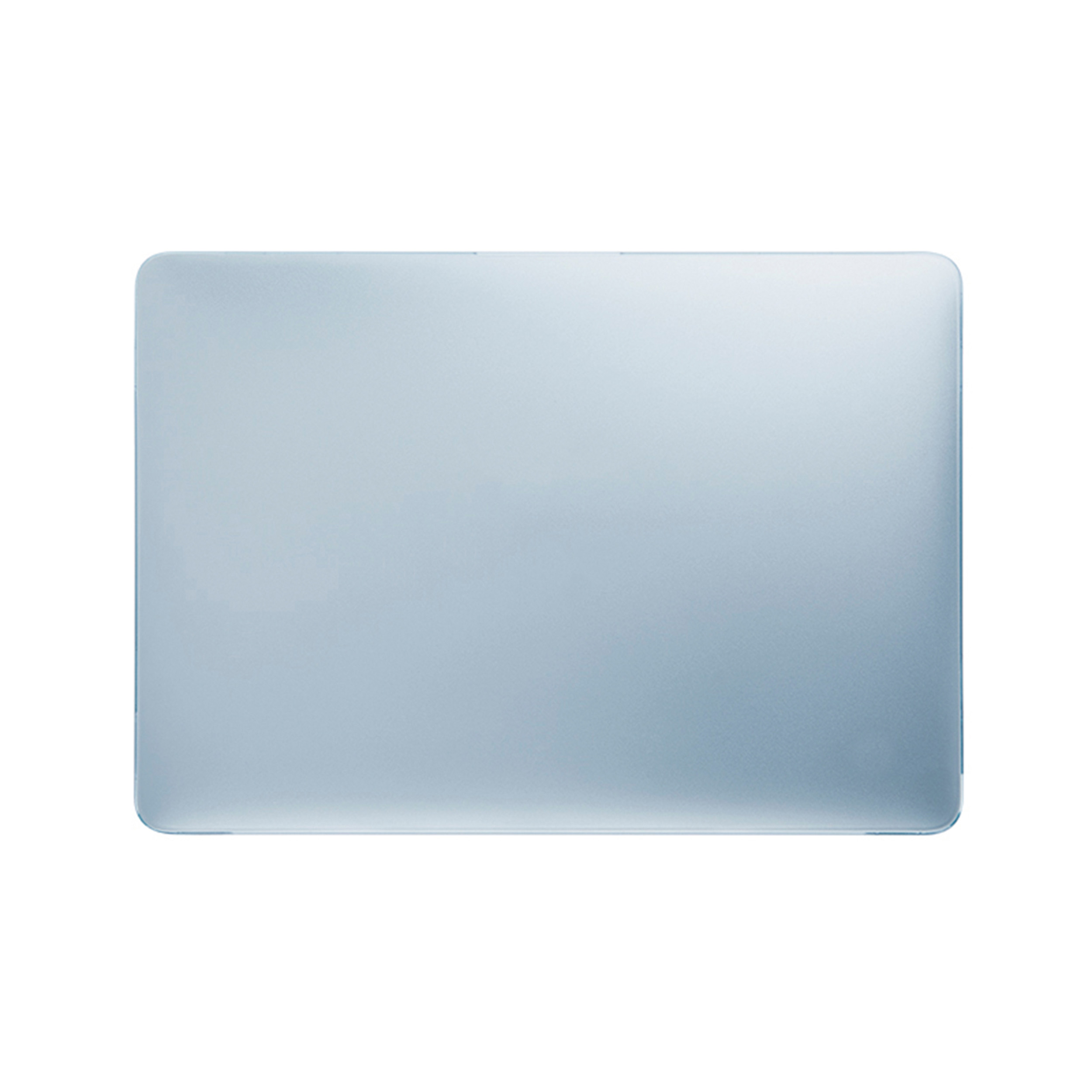 Silberner Laptop auf weißem Hintergrund, geschlossen, Draufsicht.