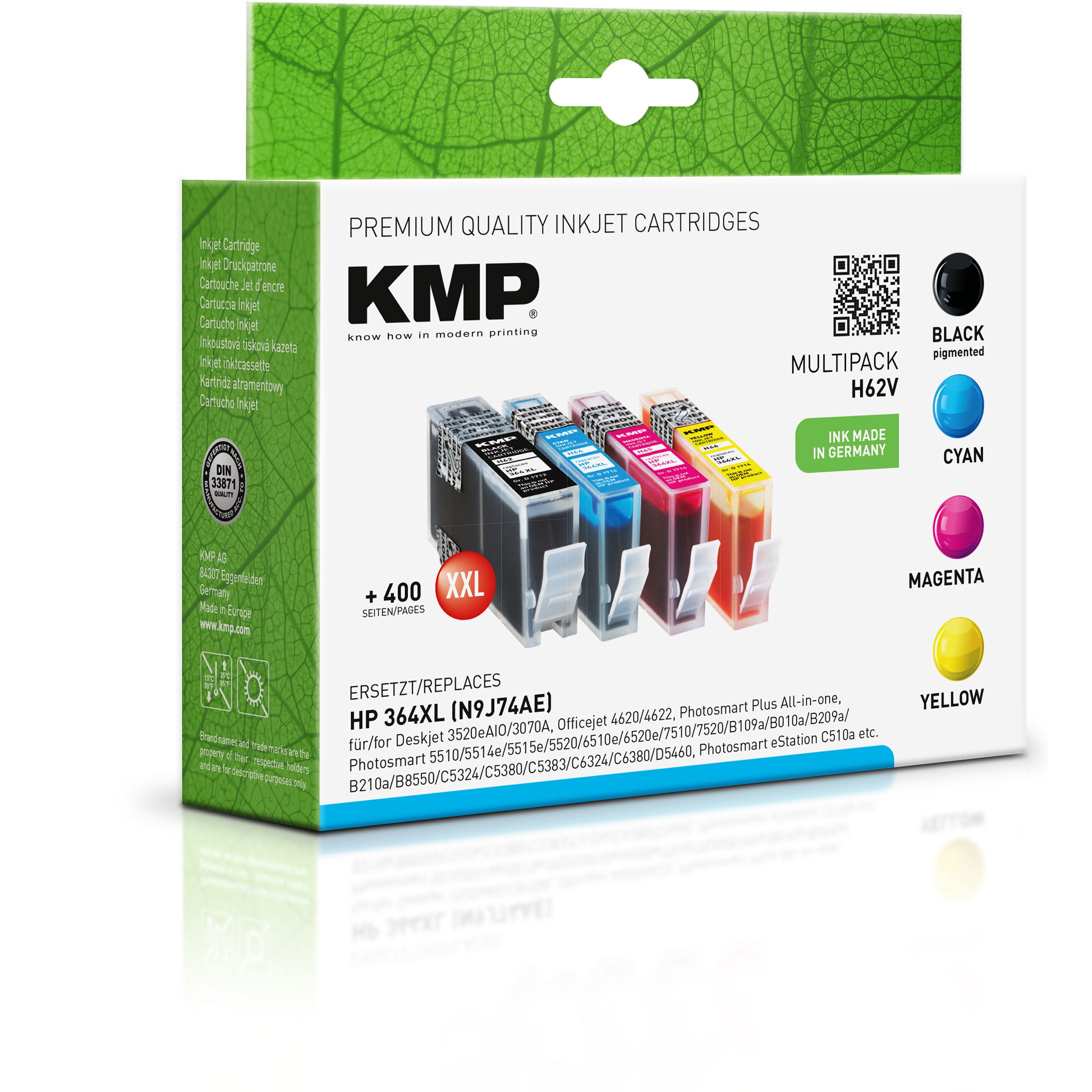 KMP Tintenpatrone Multipack Cartridge CB324EE, CB323EE, (CN684EE, cyan, magenta, CB325EE) schwarz, HP 364XL yellow Ink für