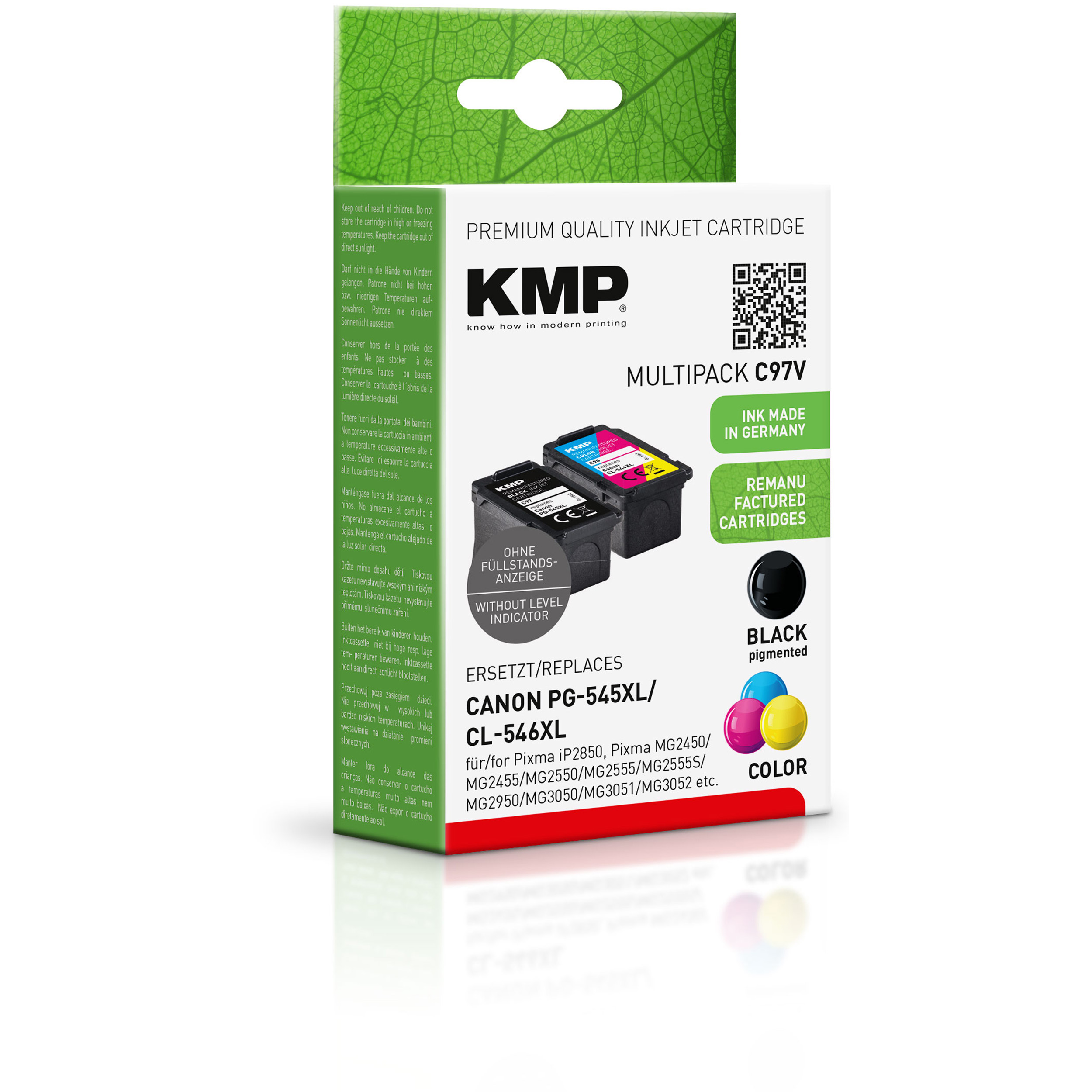 KMP Tintenpatrone schwarz, (8286B001, cyan, magenta, 8288B001) Multipack Canon Ink PG545XL, yellow für CL546XL Cartridge