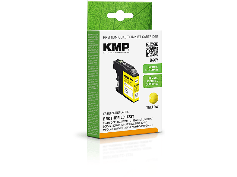 KMP Tintenpatrone für Brother LC123Y Yellow Ink Cartridge yellow (LC123Y)