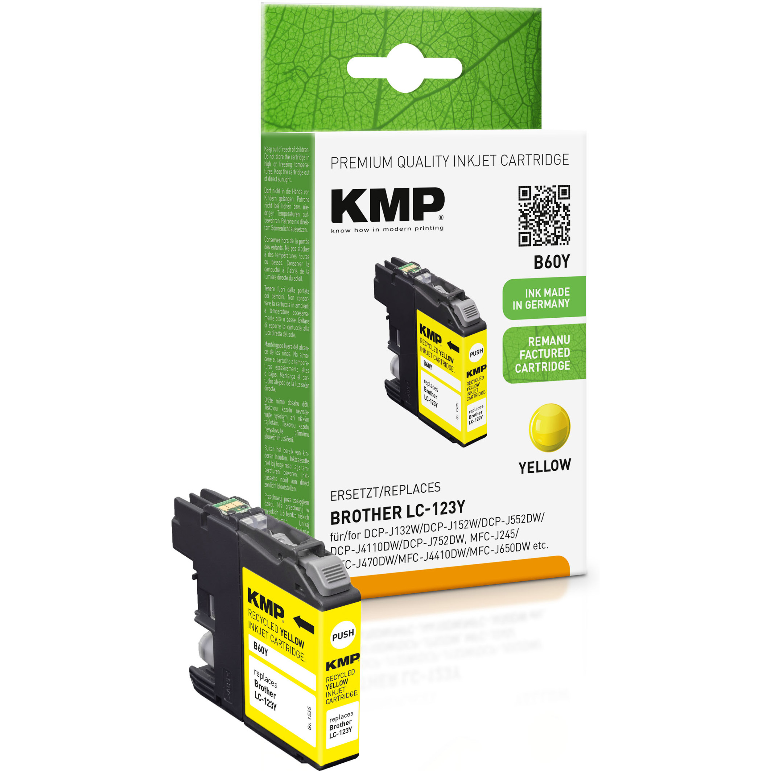 KMP Tintenpatrone für Yellow Cartridge LC123Y yellow (LC123Y) Brother Ink