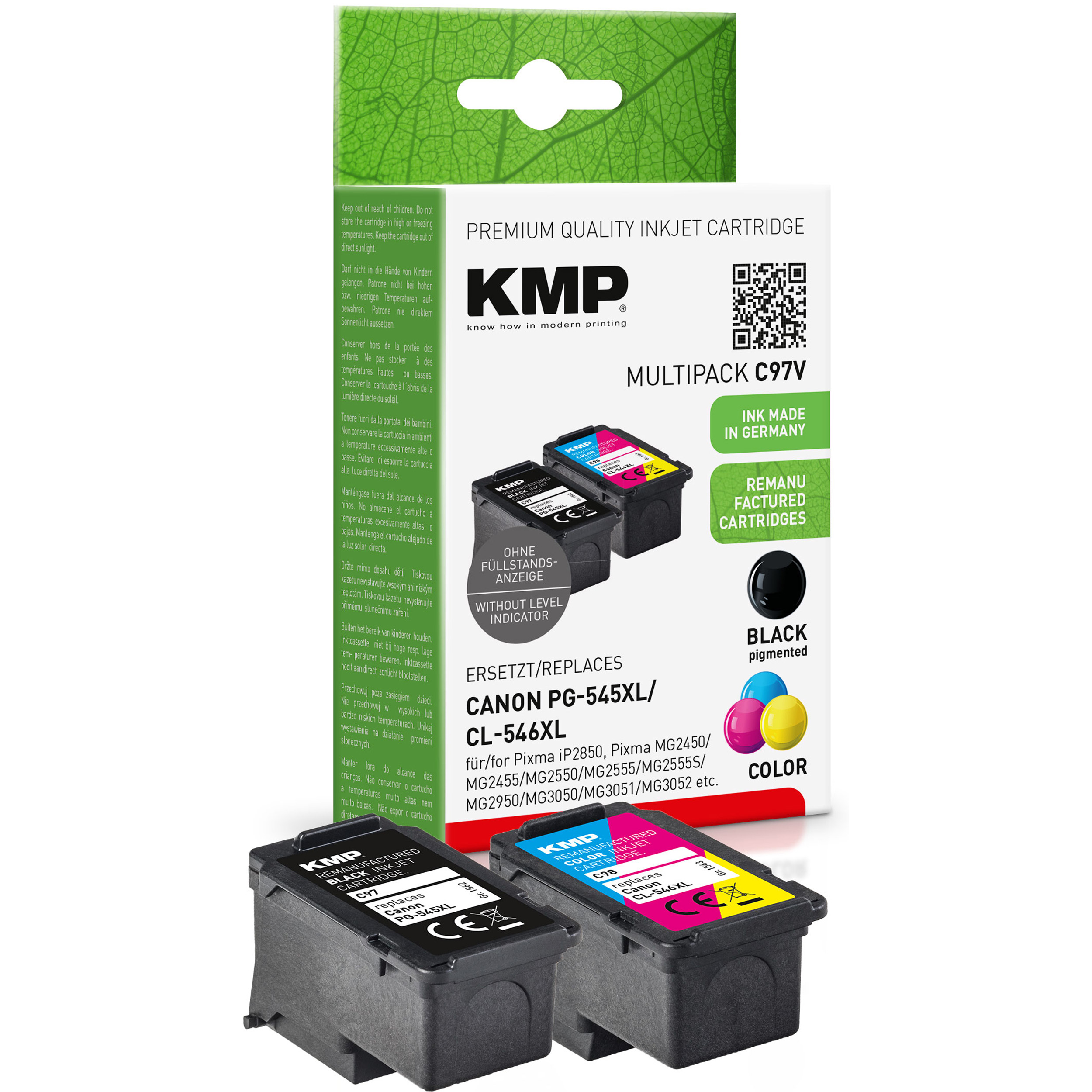 KMP Tintenpatrone für cyan, PG545XL, Cartridge yellow 8288B001) Canon Ink magenta, (8286B001, CL546XL Multipack schwarz