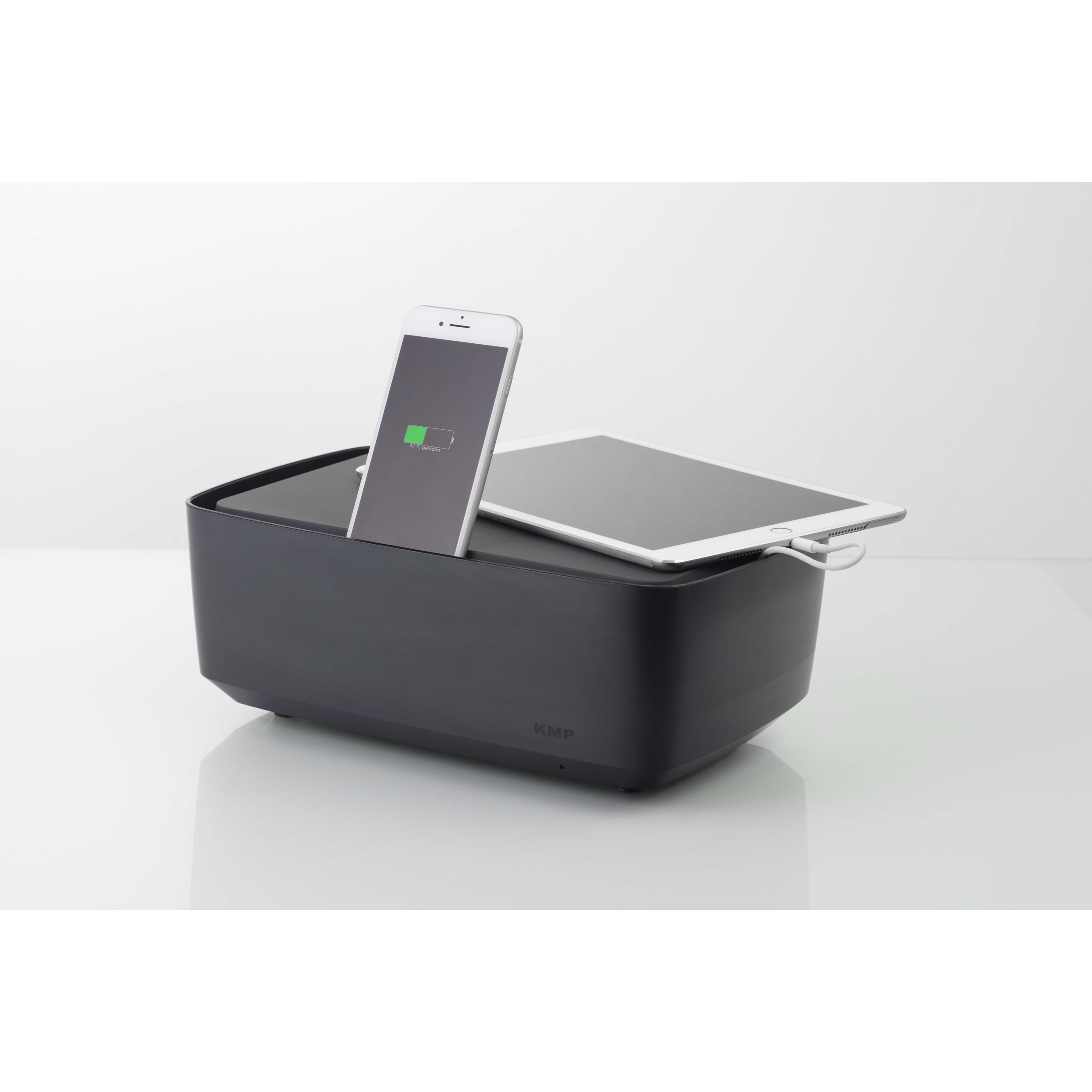 KMP Charging Box für iPad, Charging Black iPhone Box