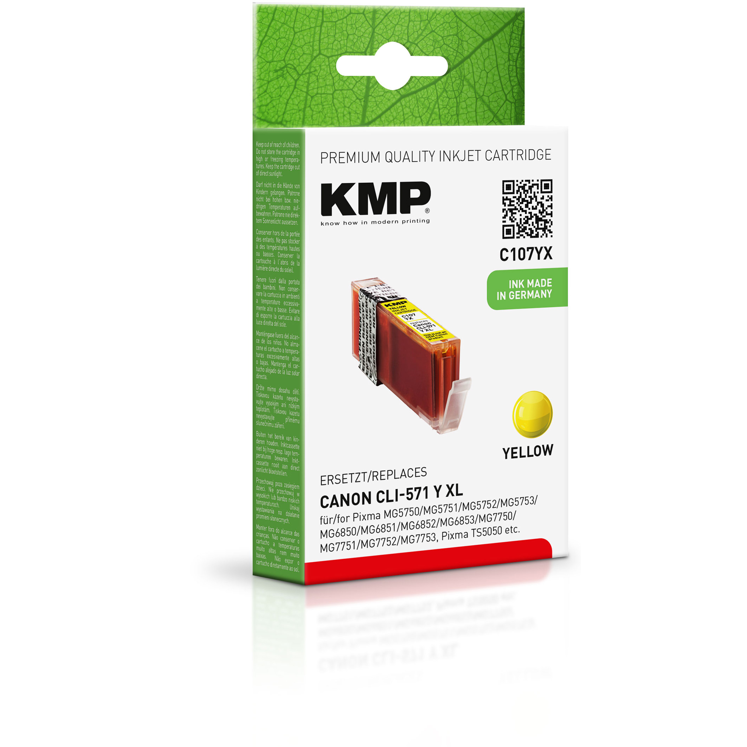 KMP Tintenpatrone für Canon Cartridge Ink (0334C001) gelb Yellow (0334C001) CLI571YXL