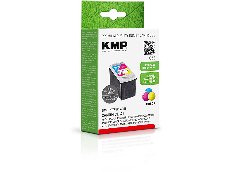 KMP Tintenpatrone CL41 Cartridge (0617B001) (0617B001) 3-farbig Ink 3-farbig für Canon C,M,Y