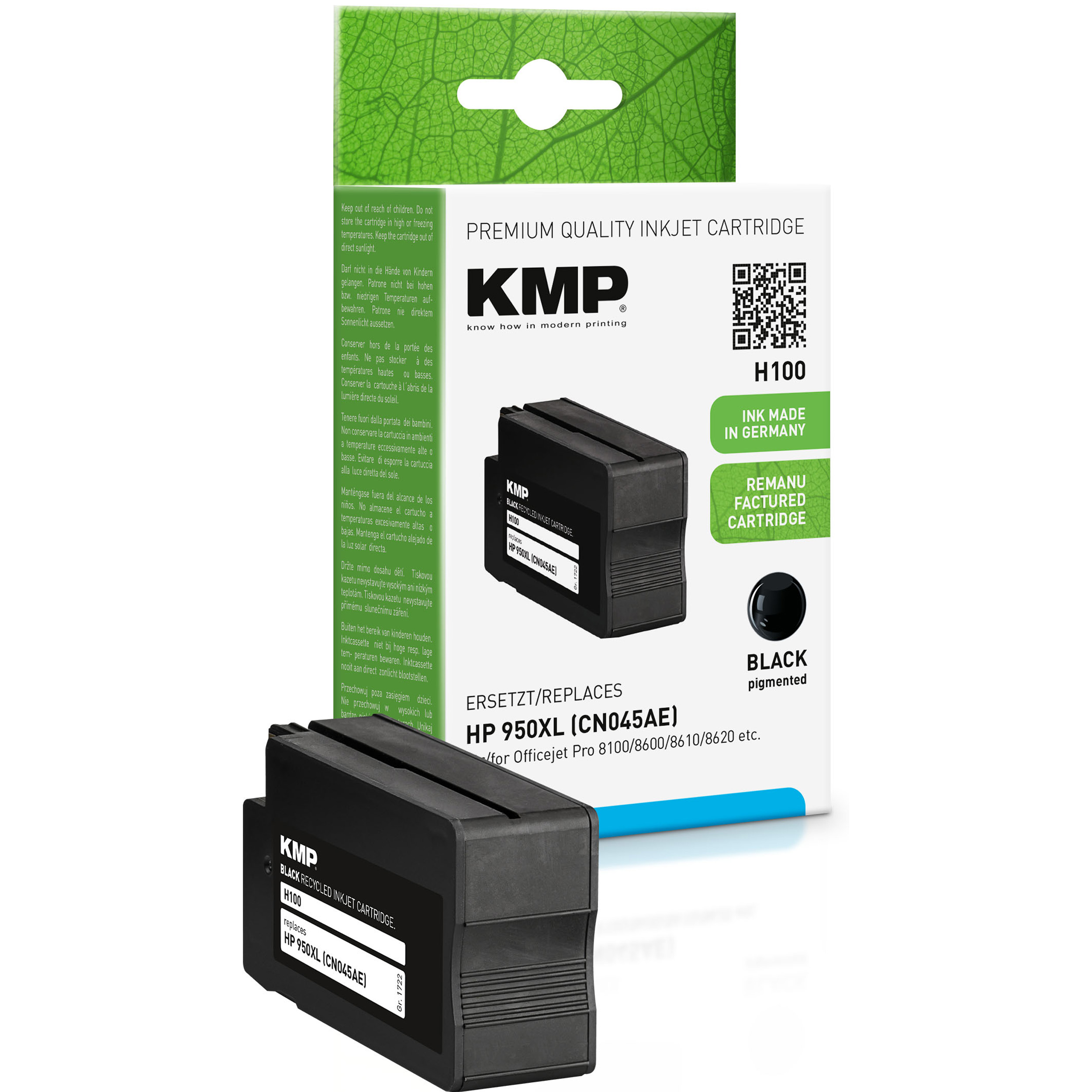 Tintenpatrone 950XL für Cartridge KMP Black black HP (CN045AE) (CN045AE) Ink