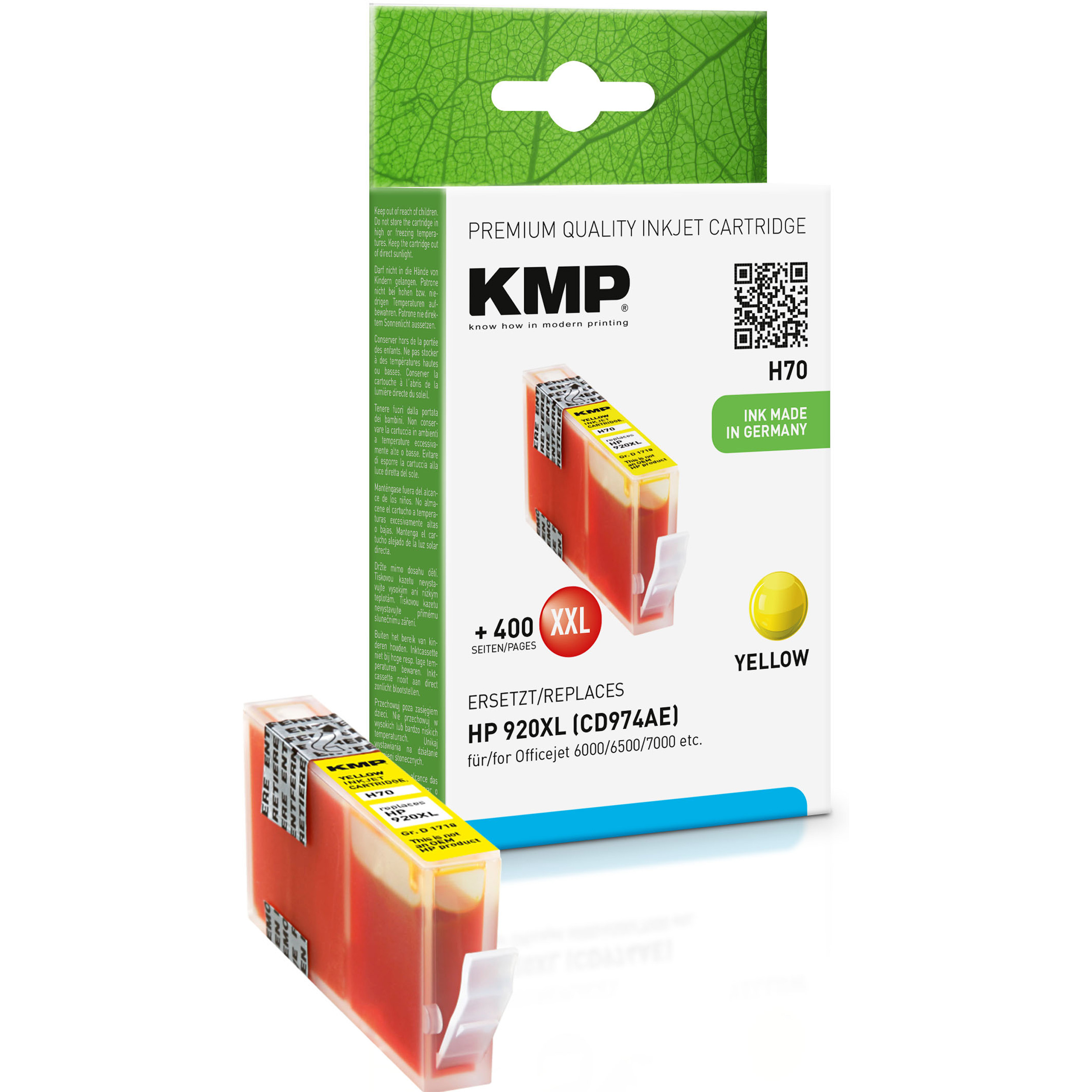 KMP Tintenpatrone für HP yellow (CD974AE) Ink (CD974AE) Cartridge Yellow 920XL