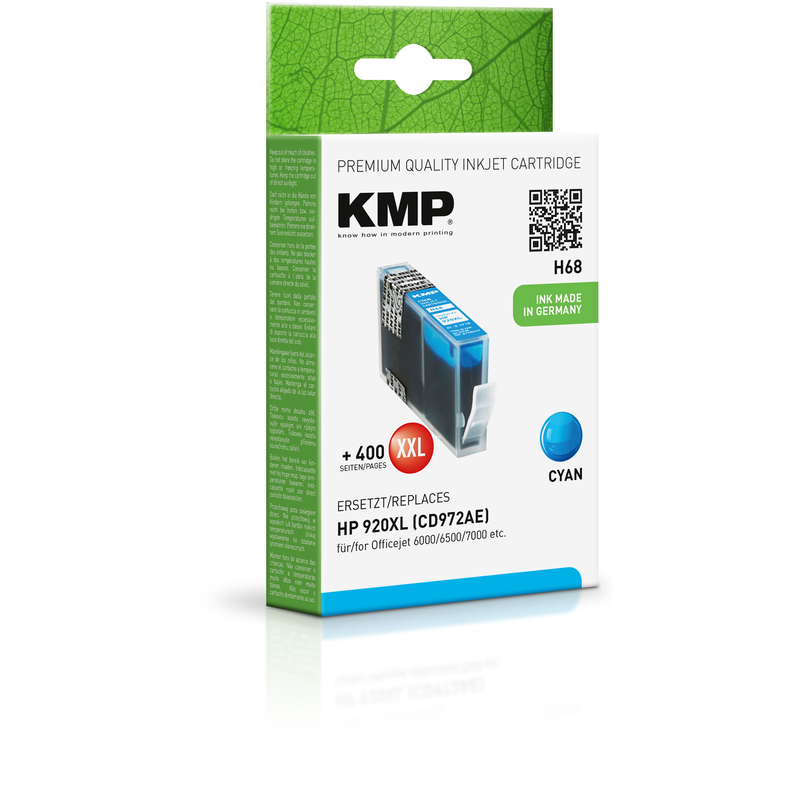 KMP cyan (CD972AE) (CD972AE) Tintenpatrone Cyan Cartridge 920XL Ink für HP