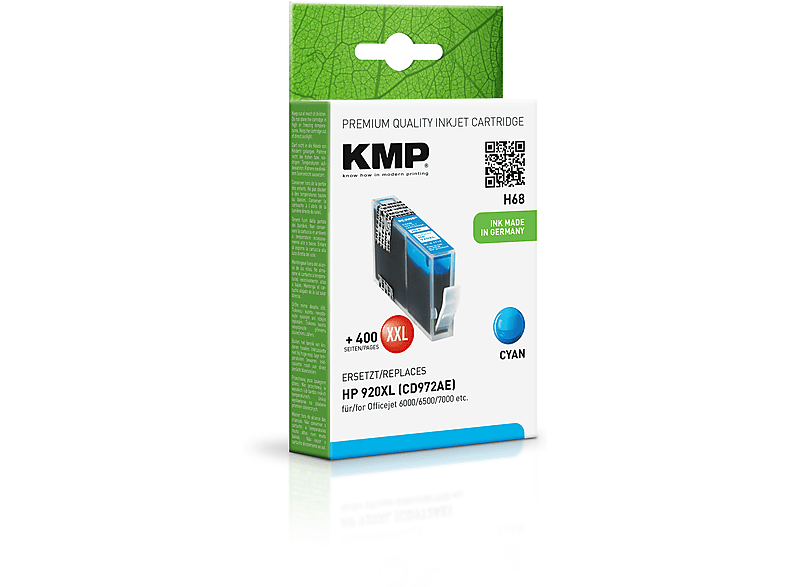 KMP Tintenpatrone 920XL für (CD972AE) cyan Ink (CD972AE) Cartridge HP Cyan