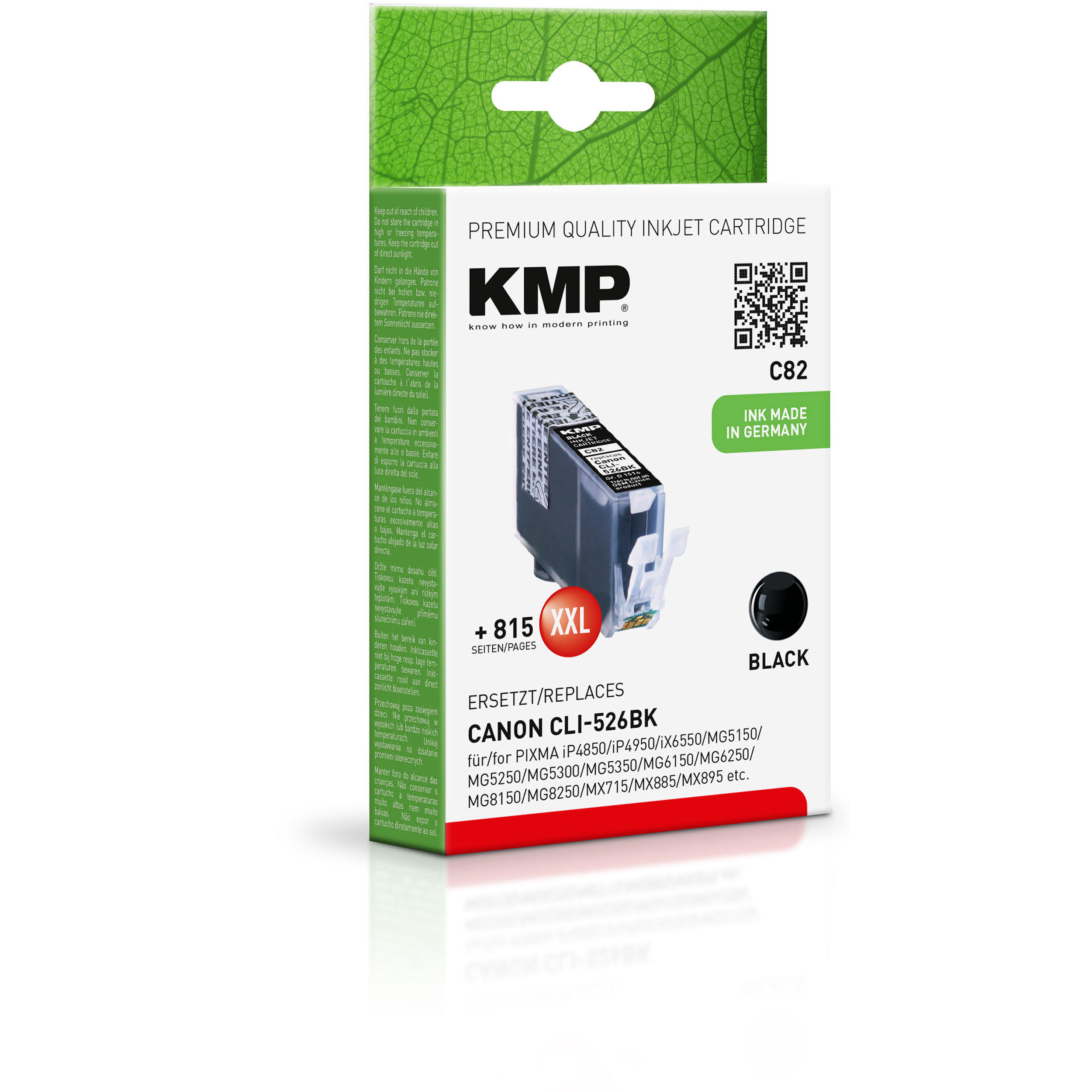 KMP Ink Black CLI526BK (4540B001) Tintenpatrone Cartridge (4540B001) black für Canon