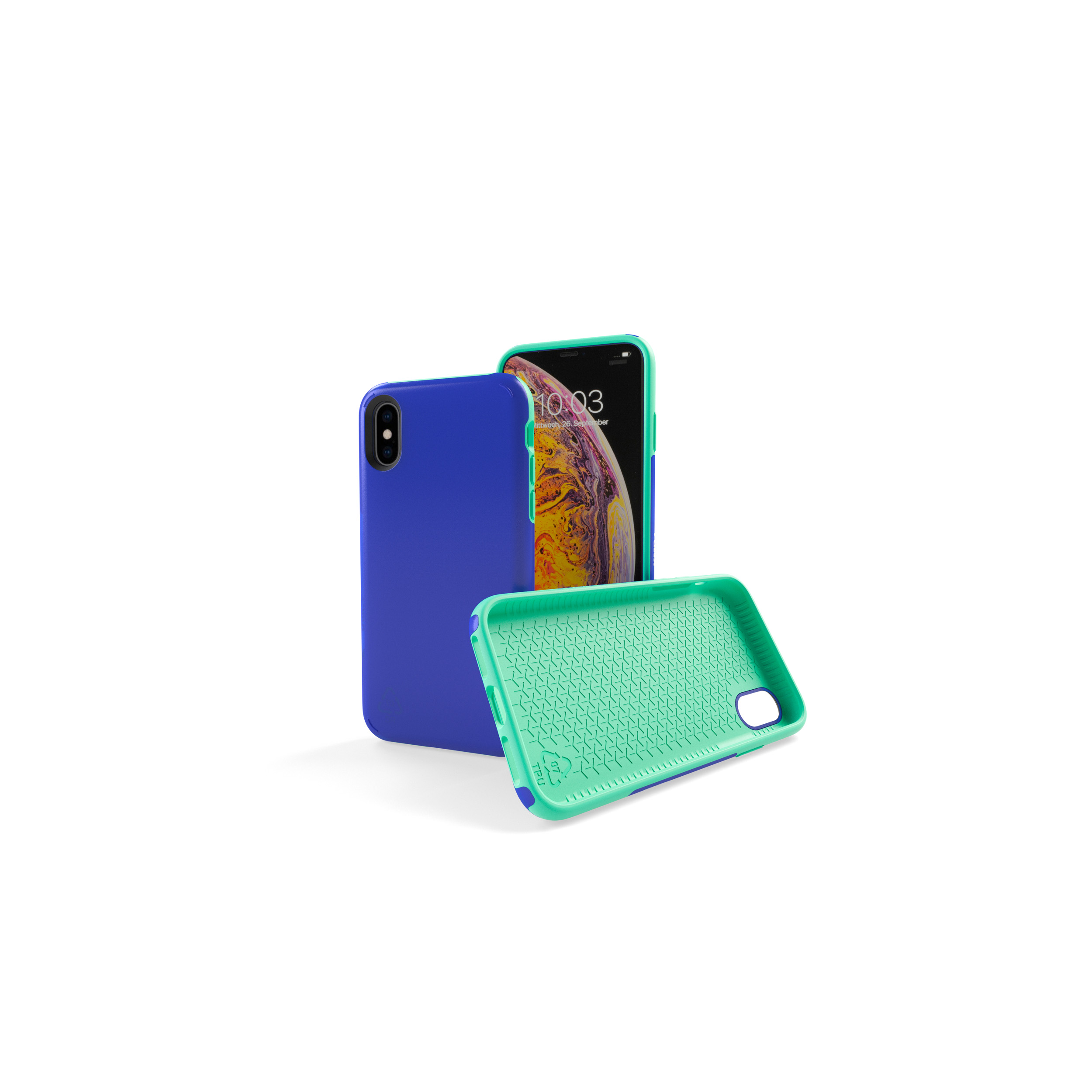 / XS Full Sporty Max, blue Blue/Green, Max Cover, Schutzhülle XS iPhone green KMP für iPhone Apple,