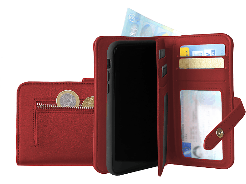 KMP Portemonnaie Schutzhülle für iPhone XS, X Cherry Red, Full Cover, Apple, IPhone 
XS, X, cherry red