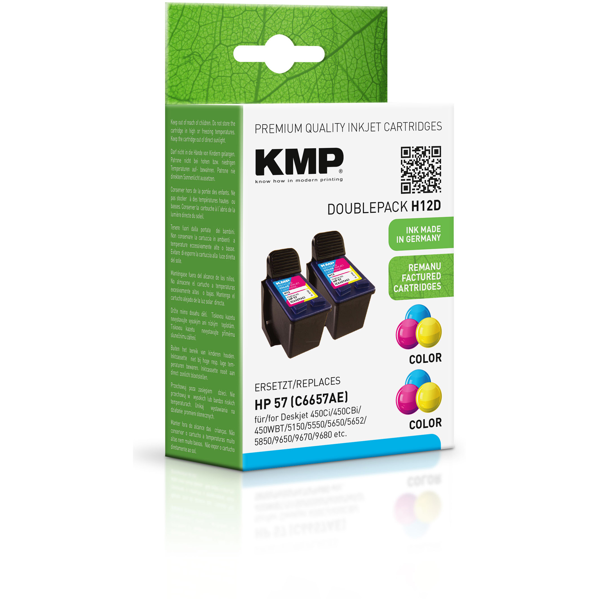 KMP Tintenpatrone Cartridge 57 (C6657AE) 3-farbig C,M,Y Ink 3-farbig für (C6657AE) HP