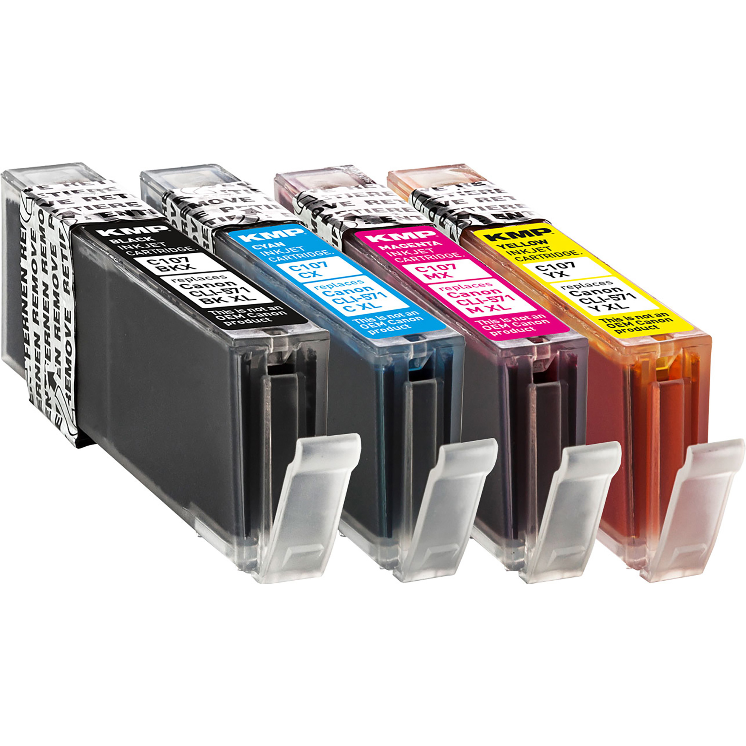 KMP Tintenpatrone CLI571MXL Cartridge CLI571CXL, magenta, 0334C001) für Multipack 0332C001, (0331C001, Ink 0333C001, yellow cyan, Canon schwarz