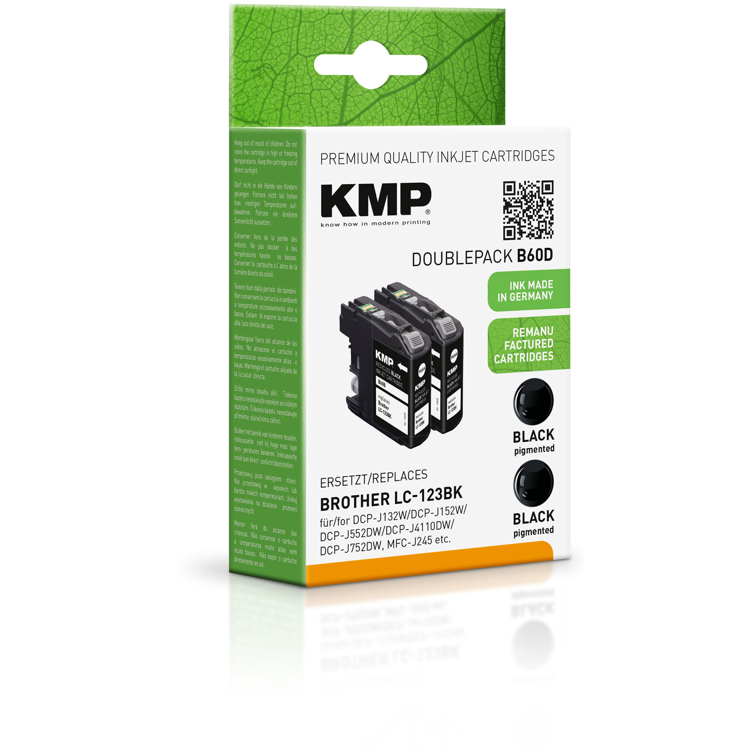 KMP Tintenpatrone für Brother LC123BK Ink (LC123BK) Black, Doublepack schwarz Cartridge Black