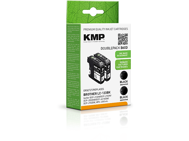 KMP Tintenpatrone für Brother LC123BK Black, Black Doublepack Ink Cartridge schwarz (LC123BK)