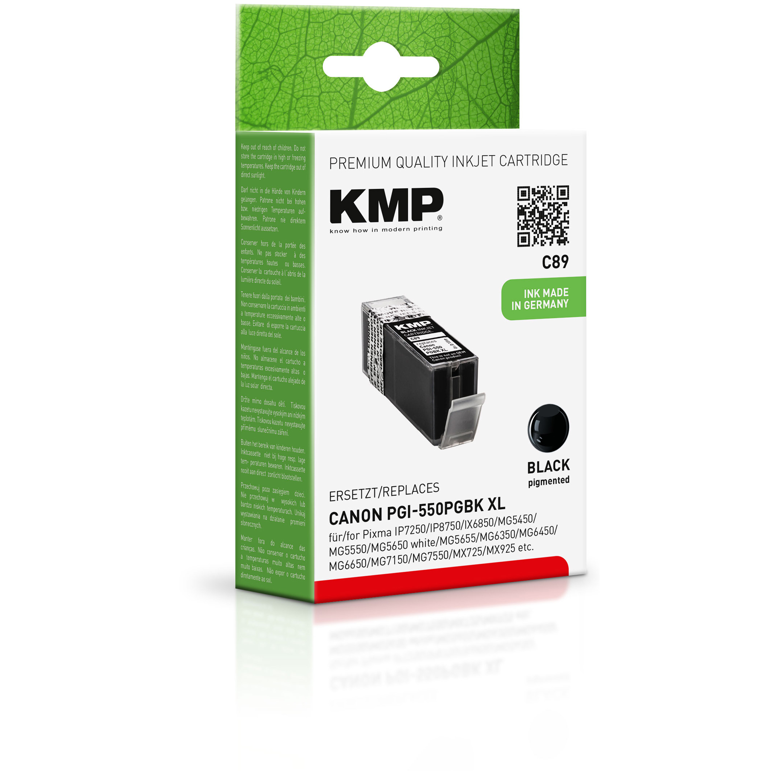 KMP Tintenpatrone für Canon Black PGI550PGBKXL Cartridge schwarz (6431B001) (6431B001) Ink