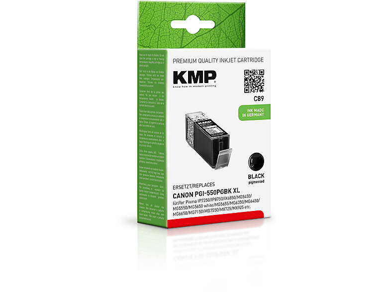 KMP Tintenpatrone Black (6431B001) (6431B001) Ink schwarz PGI550PGBKXL Cartridge Canon für