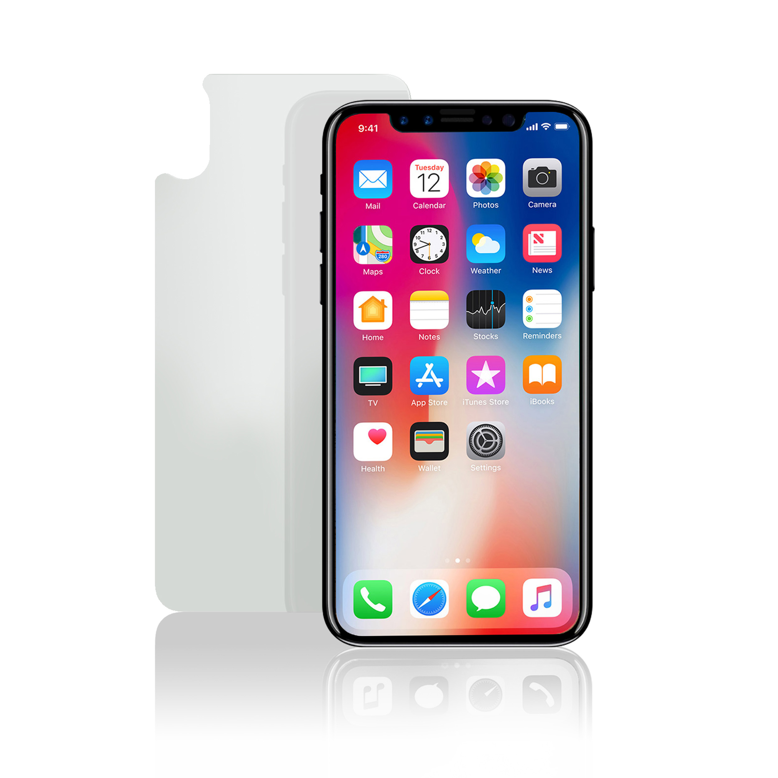 KMP Hartglas Pro) Rückseitenschutz iPhone iPhone für Silver 11 XS, Protective glass(für X, pro X, 11 Apple XS