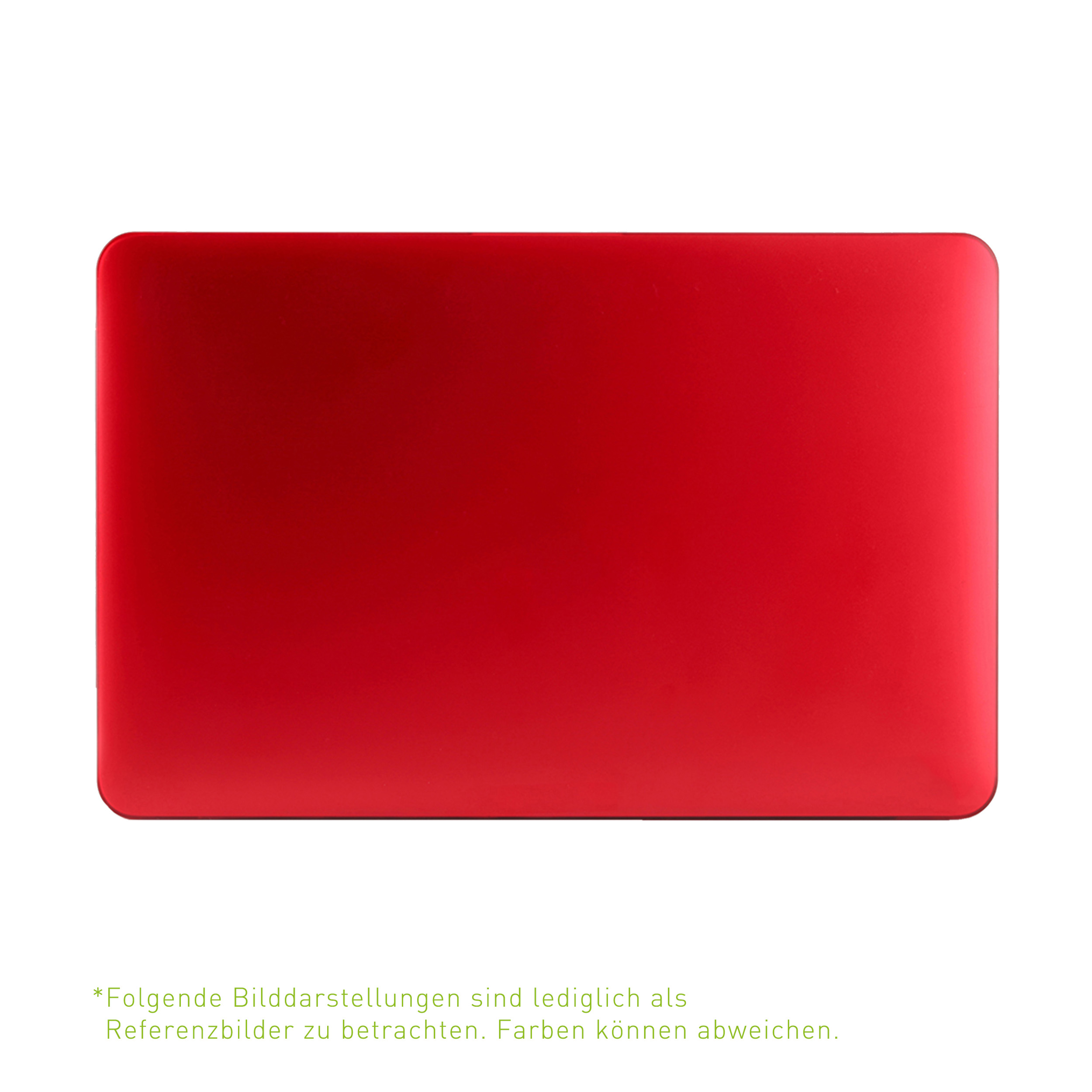 Roter Laptop mit geschlossenem Deckel. Der Laptop steht auf einer weißen Oberfläche.
