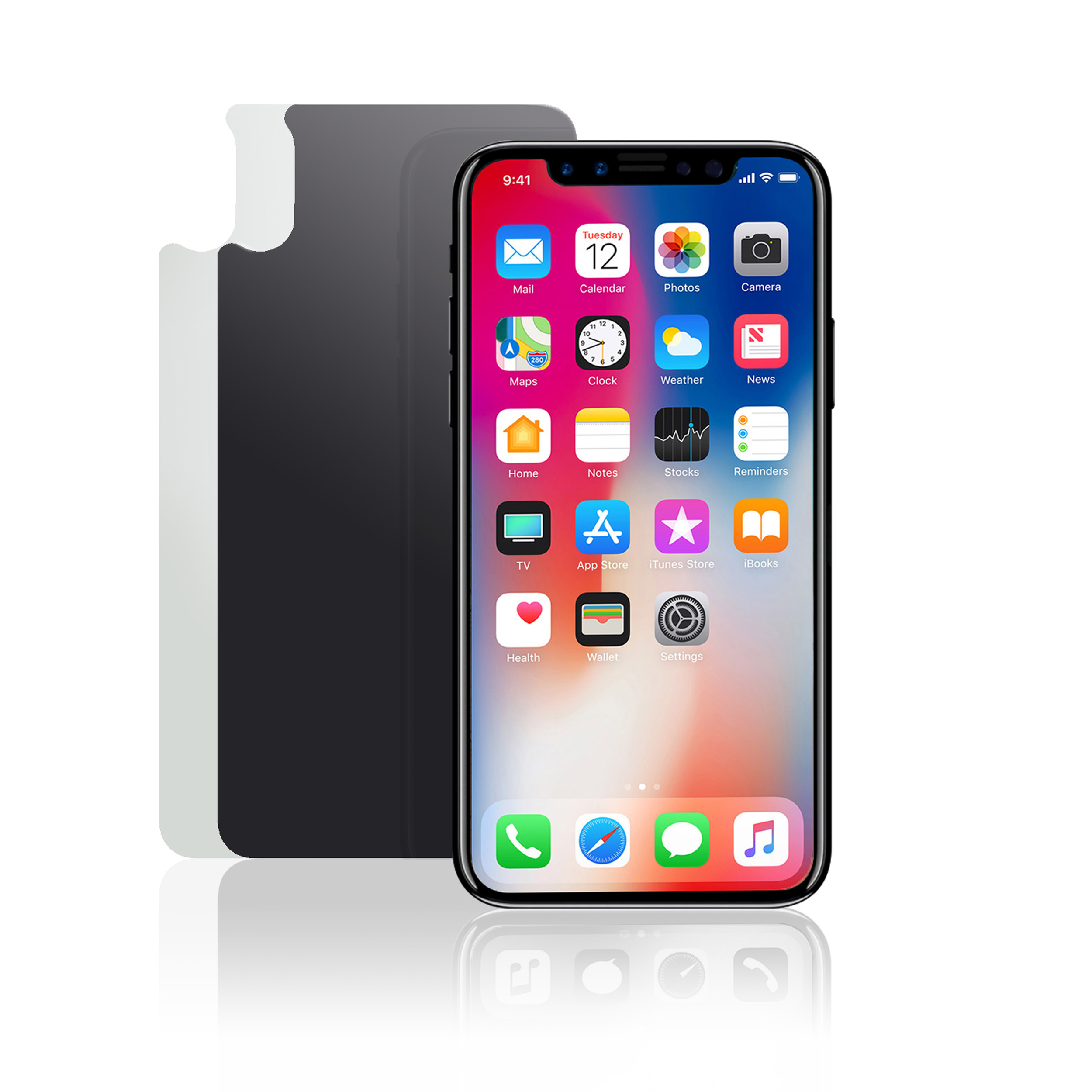 KMP Hartglas Pro) Rückseitenschutz iPhone iPhone für Silver 11 XS, Protective glass(für X, pro X, 11 Apple XS
