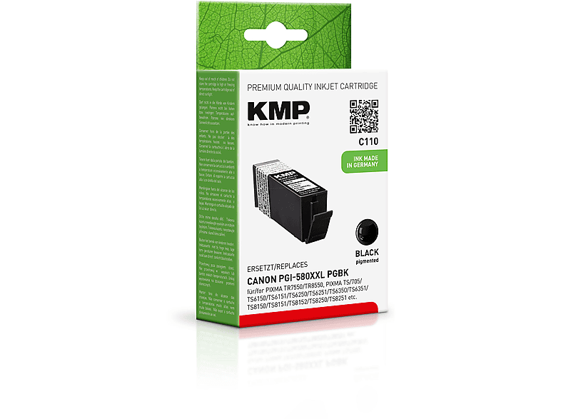 KMP Tintenpatrone für Canon 580PGBKXXL Black (1970C001) Ink Cartridge black (1970C001)