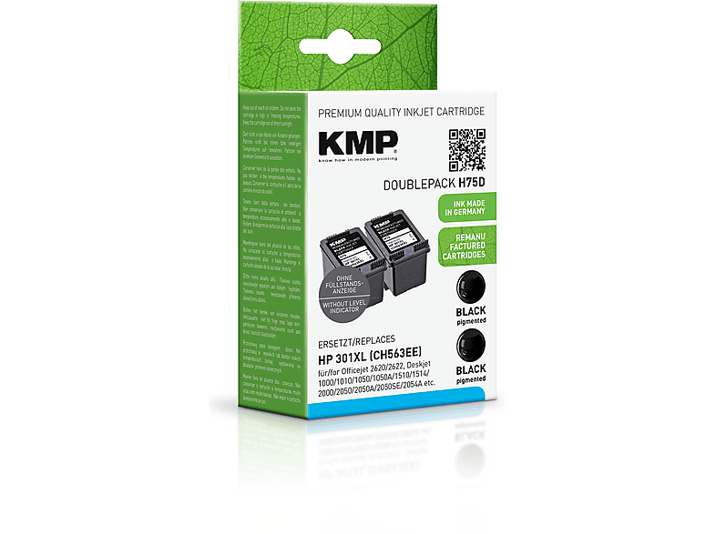 KMP Tintenpatrone für HP 301XL Black (CH563EE) Doublepack Ink Cartridge black (CH563EE)