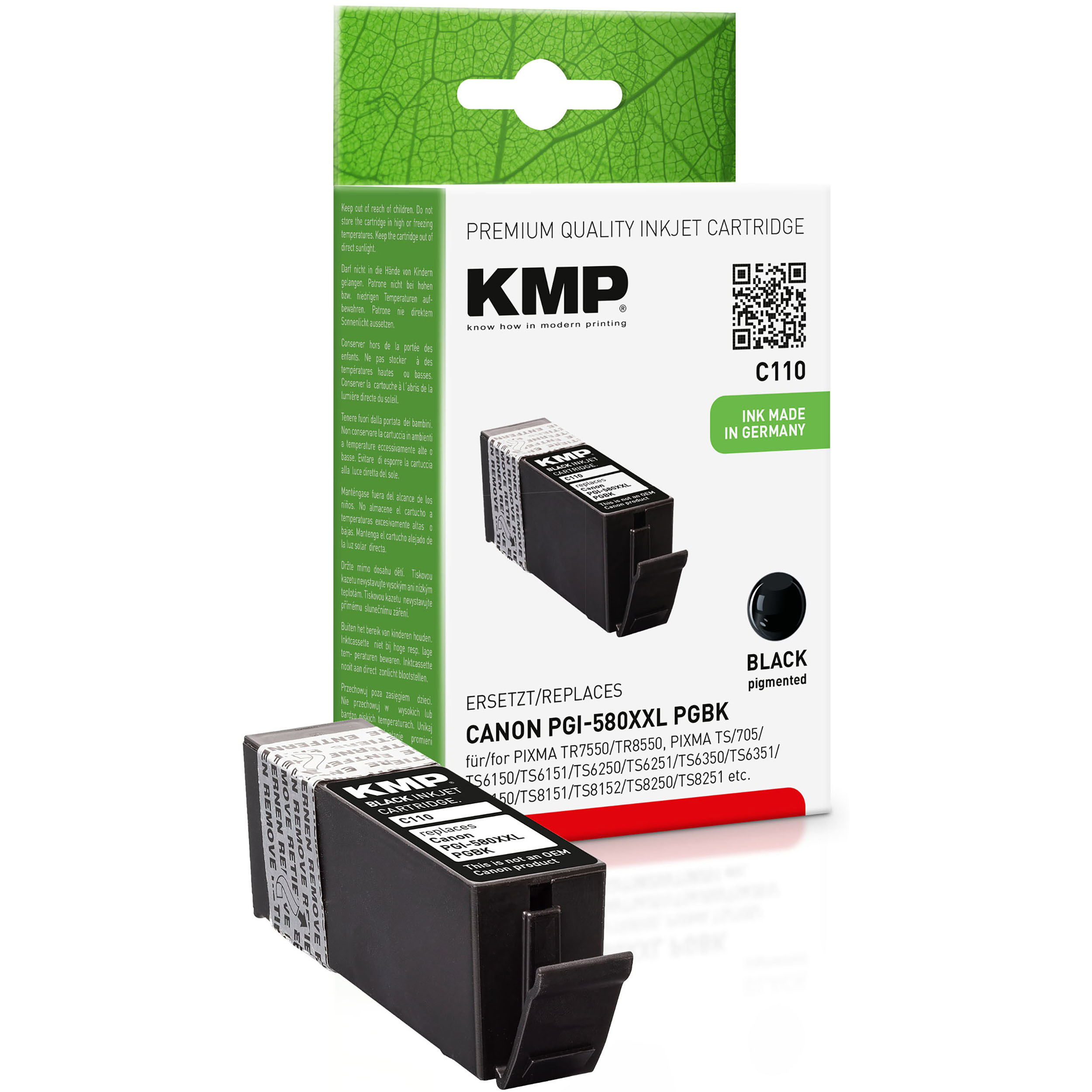 KMP Tintenpatrone für Canon (1970C001) (1970C001) Ink black Cartridge 580PGBKXXL Black