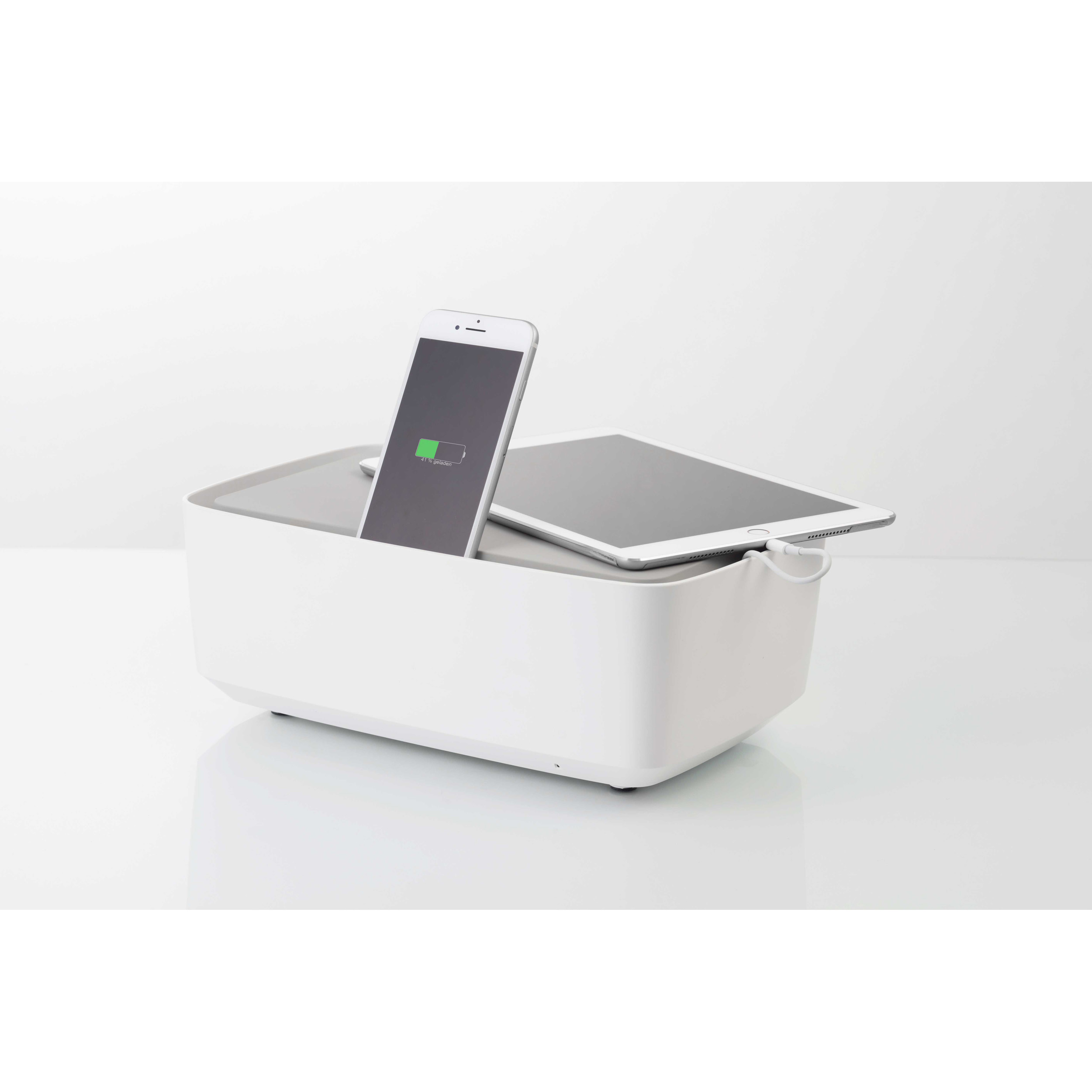 KMP Charging Box für iPad, Charging Box White iPhone
