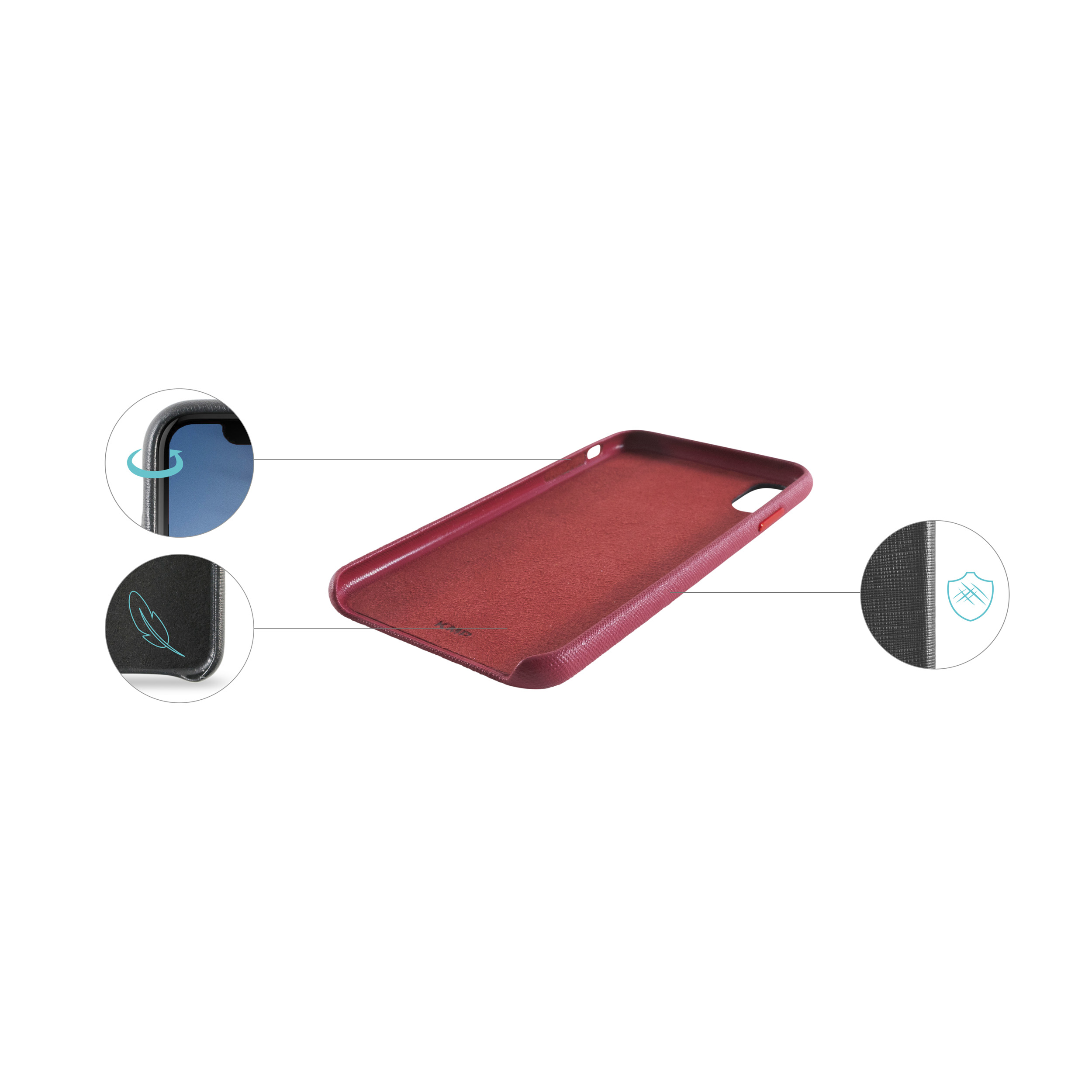 KMP Vegane Leder Schutzhülle Pear für Full Red, Cover, XS XS iPhone pear Max, iPhone red Max Apple