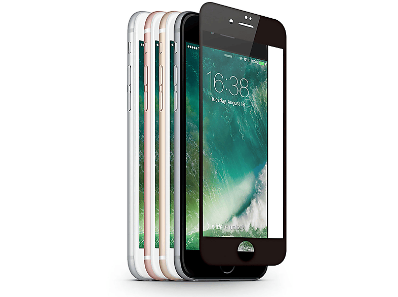 iPhone für 7 Apple Displayschutz Hartglas IPhone Frame 7) Black glass(für Protective KMP