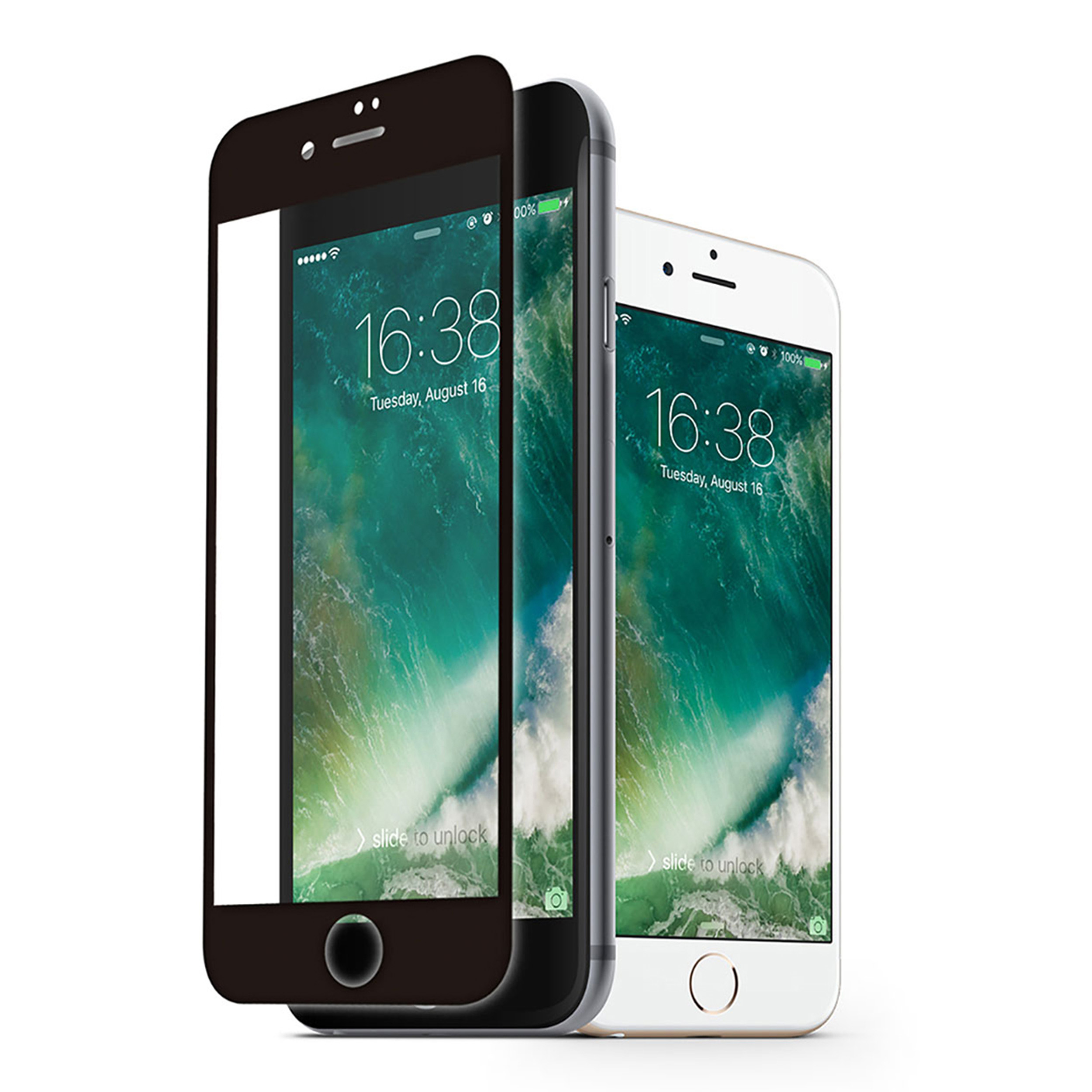 KMP Hartglas Displayschutz Frame Black 7) IPhone iPhone für Apple 7 glass(für Protective