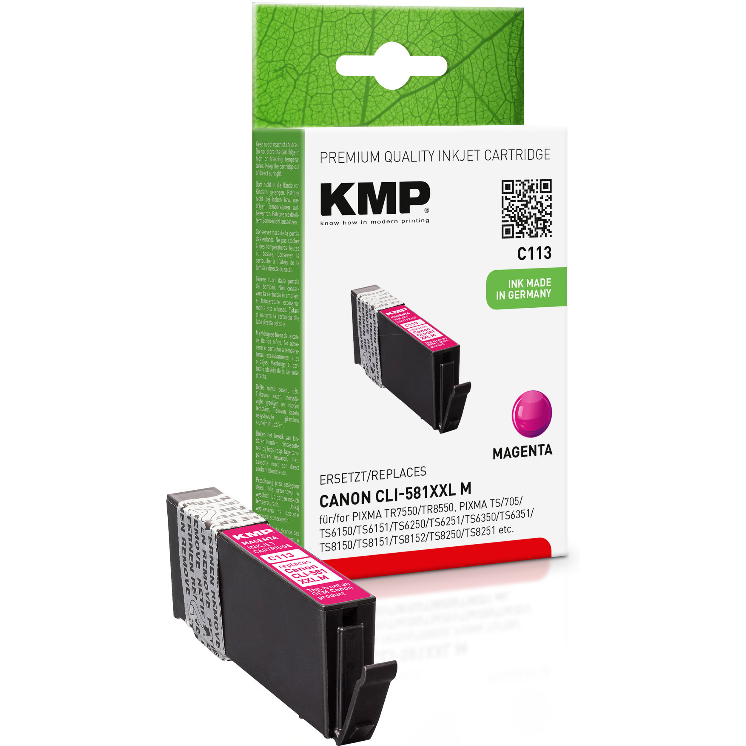 KMP Tintenpatrone Cartridge magenta (1996C001) Ink 581MXXL Canon für (1996C001) Magenta