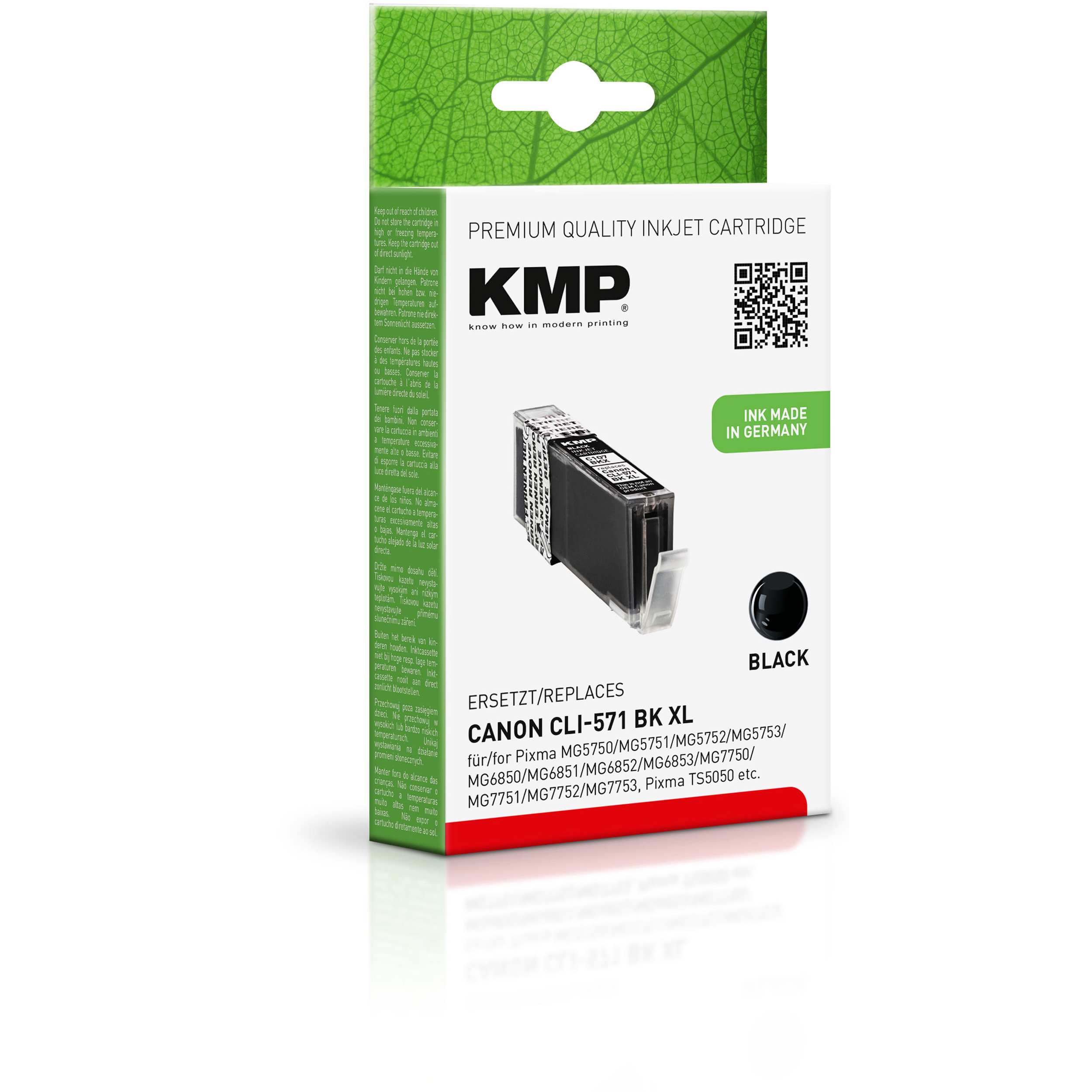 KMP Tintenpatrone für (0331C001) Black Canon schwarz (0331C001) Ink Cartridge CLI571BKXL