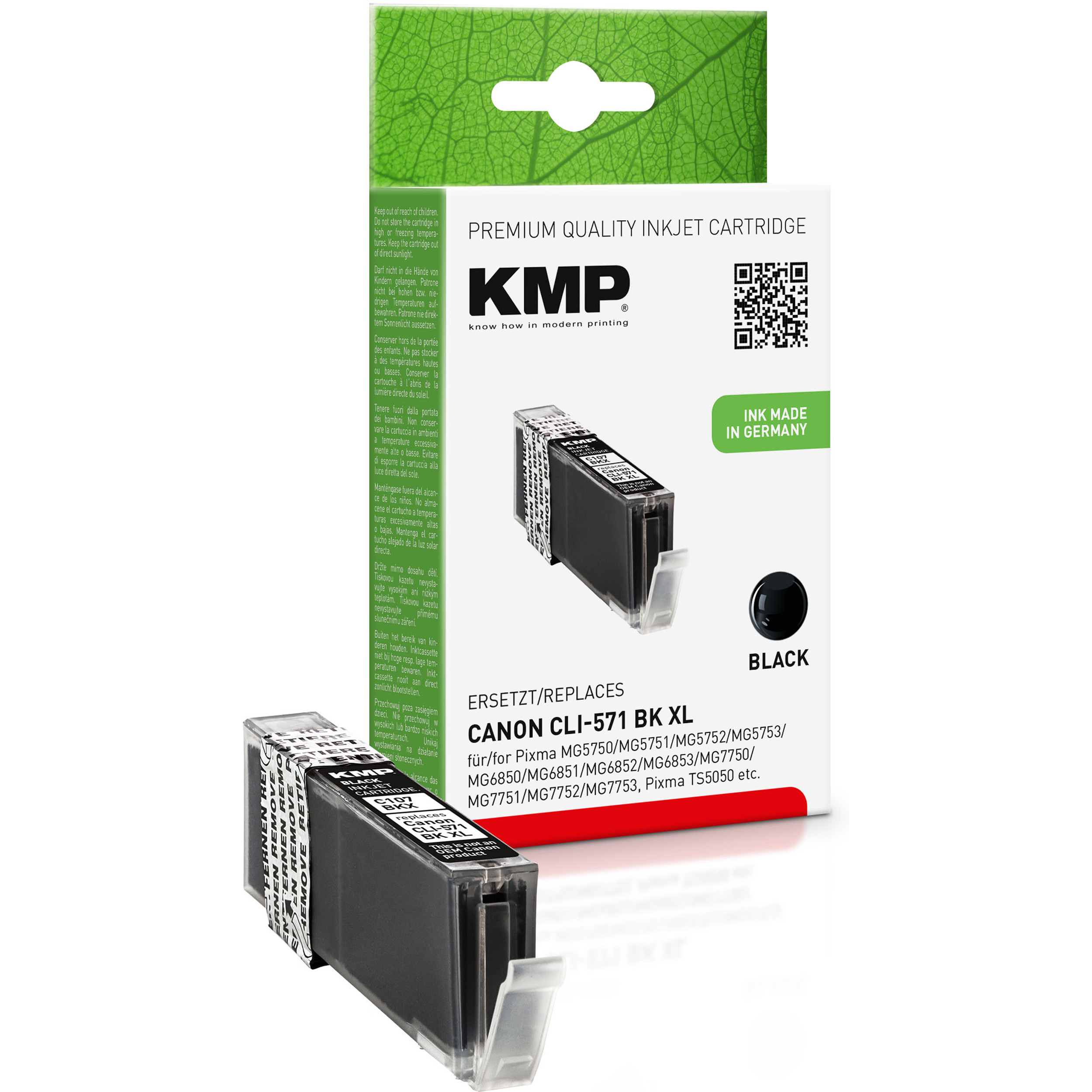 KMP Tintenpatrone für Canon CLI571BKXL (0331C001) Ink Cartridge schwarz Black (0331C001)