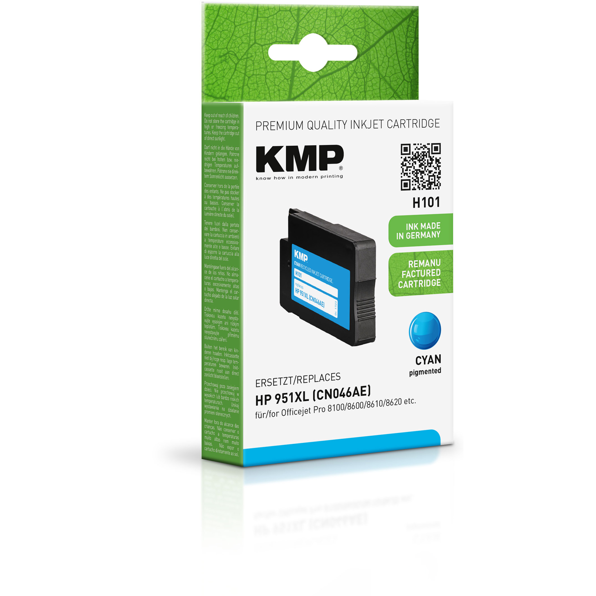 KMP Tintenpatrone für Cartridge cyan HP Ink Cyan (CN046AE) 951XL (CN046AE)