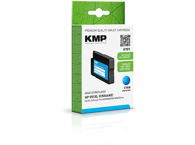 KMP Tintenpatrone für HP Cartridge Ink (CN046AE) cyan Cyan (CN046AE) 951XL