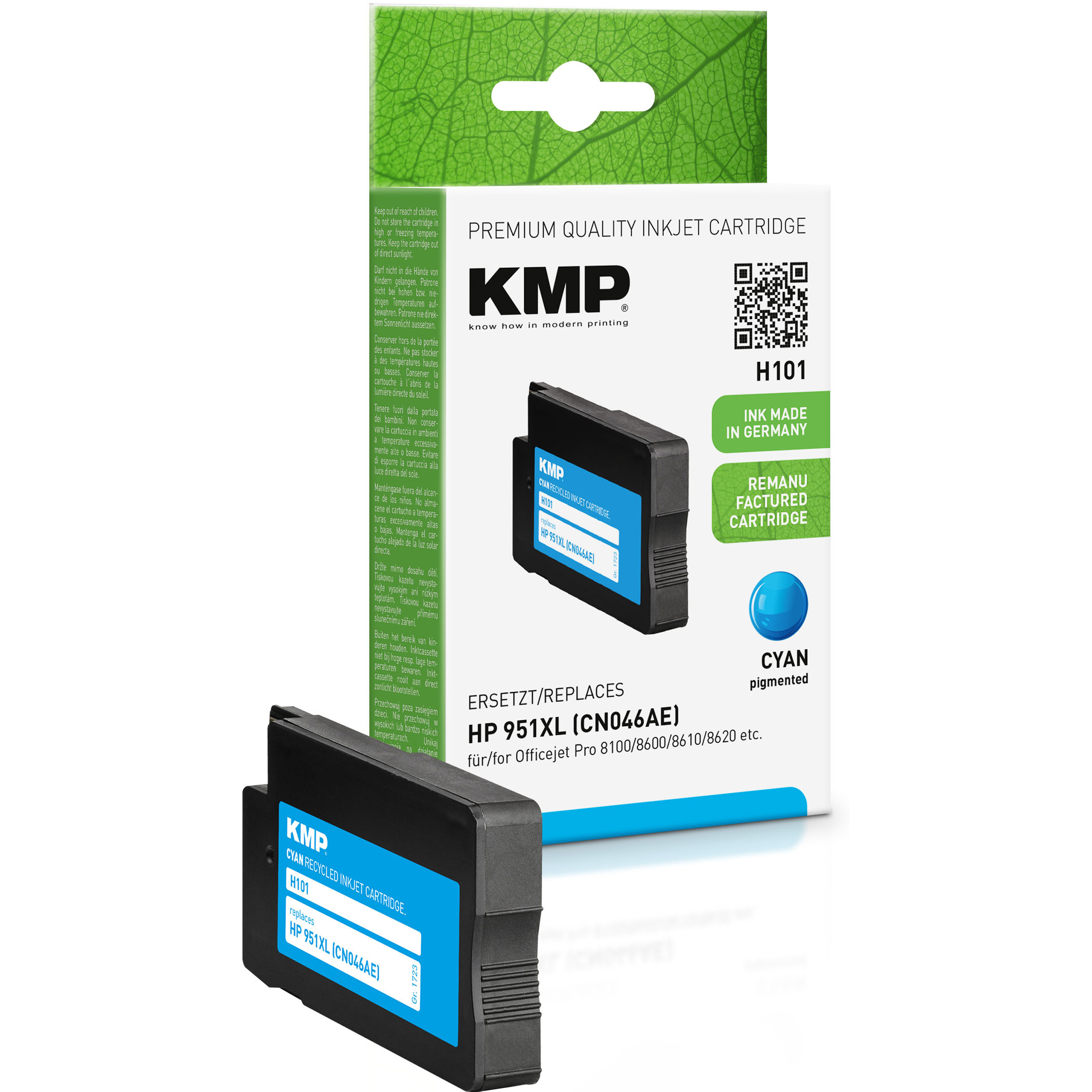 KMP Tintenpatrone für HP Cartridge Ink (CN046AE) cyan Cyan (CN046AE) 951XL